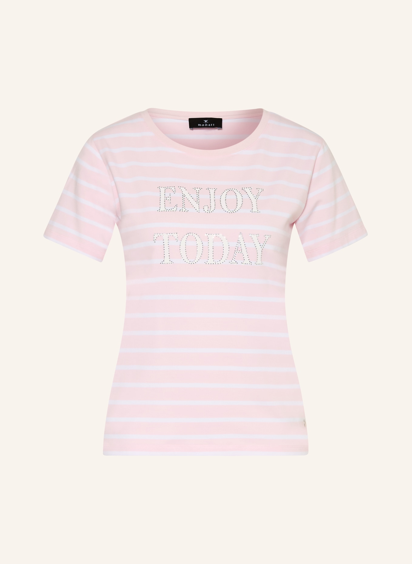 monari T-Shirt mit Schmucksteinen: ROSA / ECRU