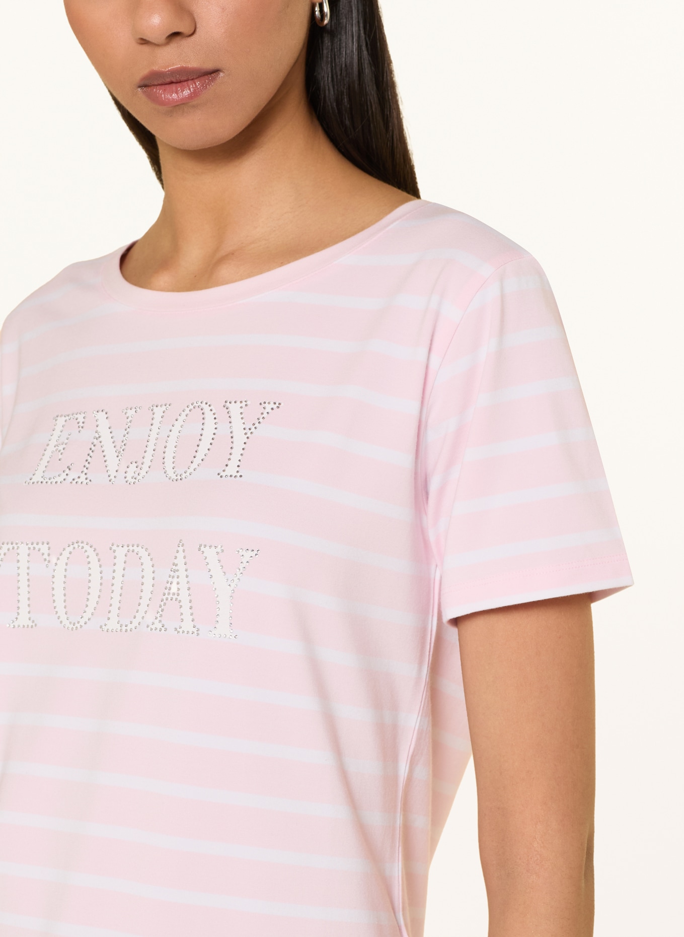 monari T-Shirt mit Schmucksteinen: ROSA / ECRU