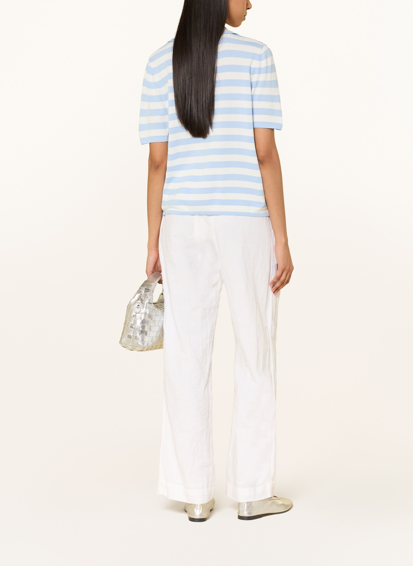 monari Strick-Poloshirt: HELLBLAU / WEISS