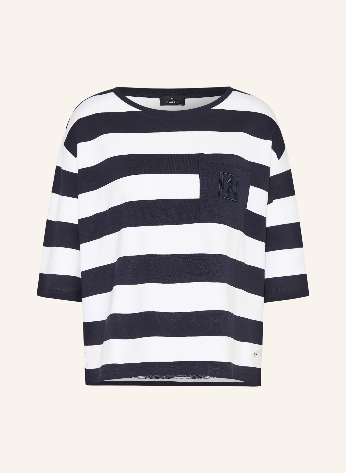 monari blouse: DONKERBLAUW / WIT