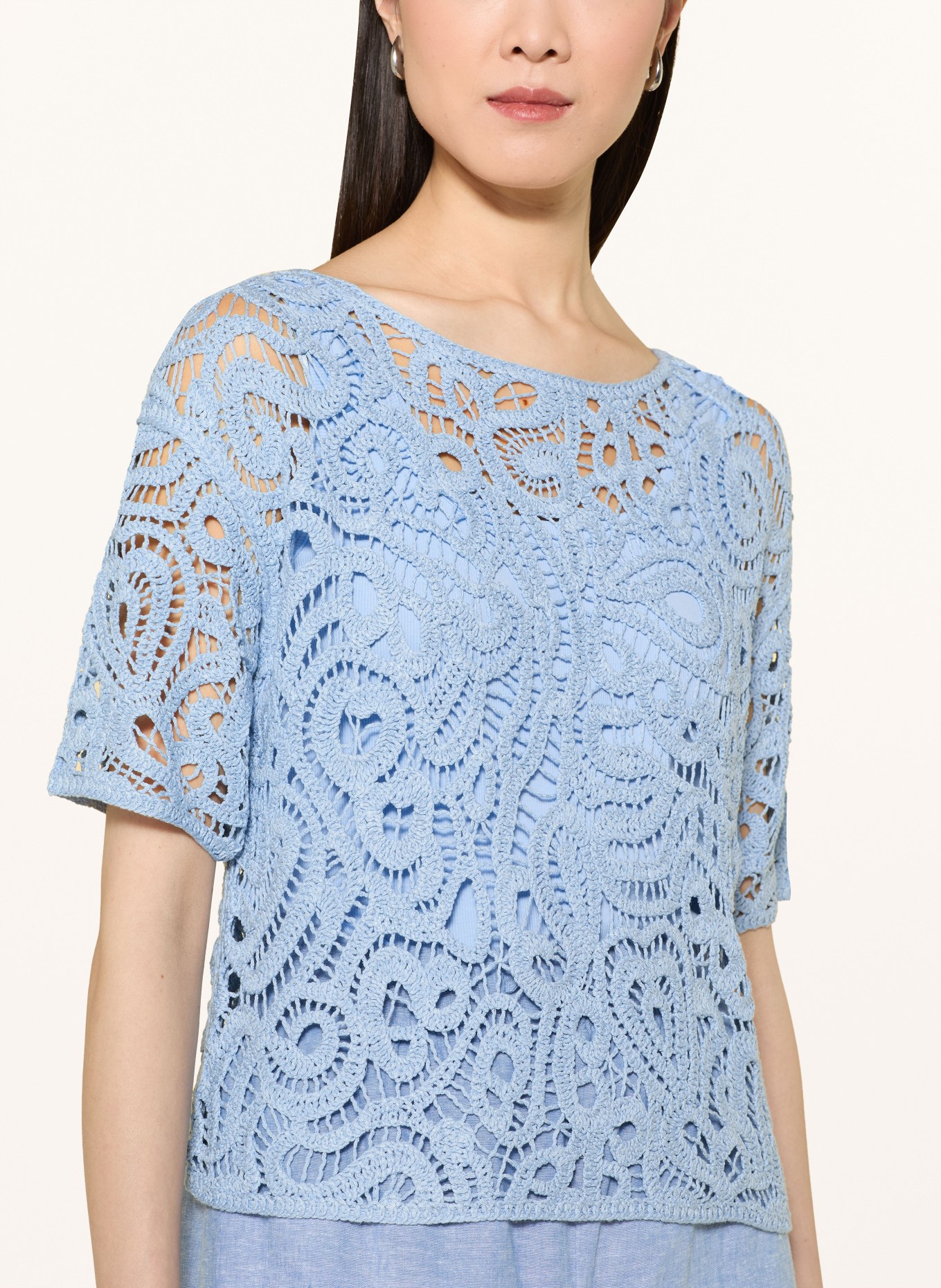 monari Gehaakt shirt: LICHTBLAUW