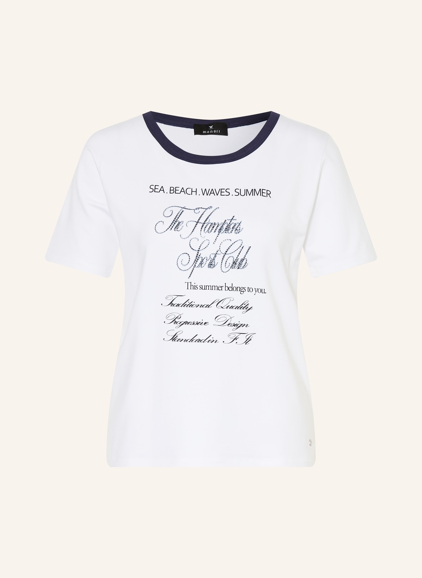 monari T-shirt orné de strass: BLANC / BLEU FONCÉ / NOIR