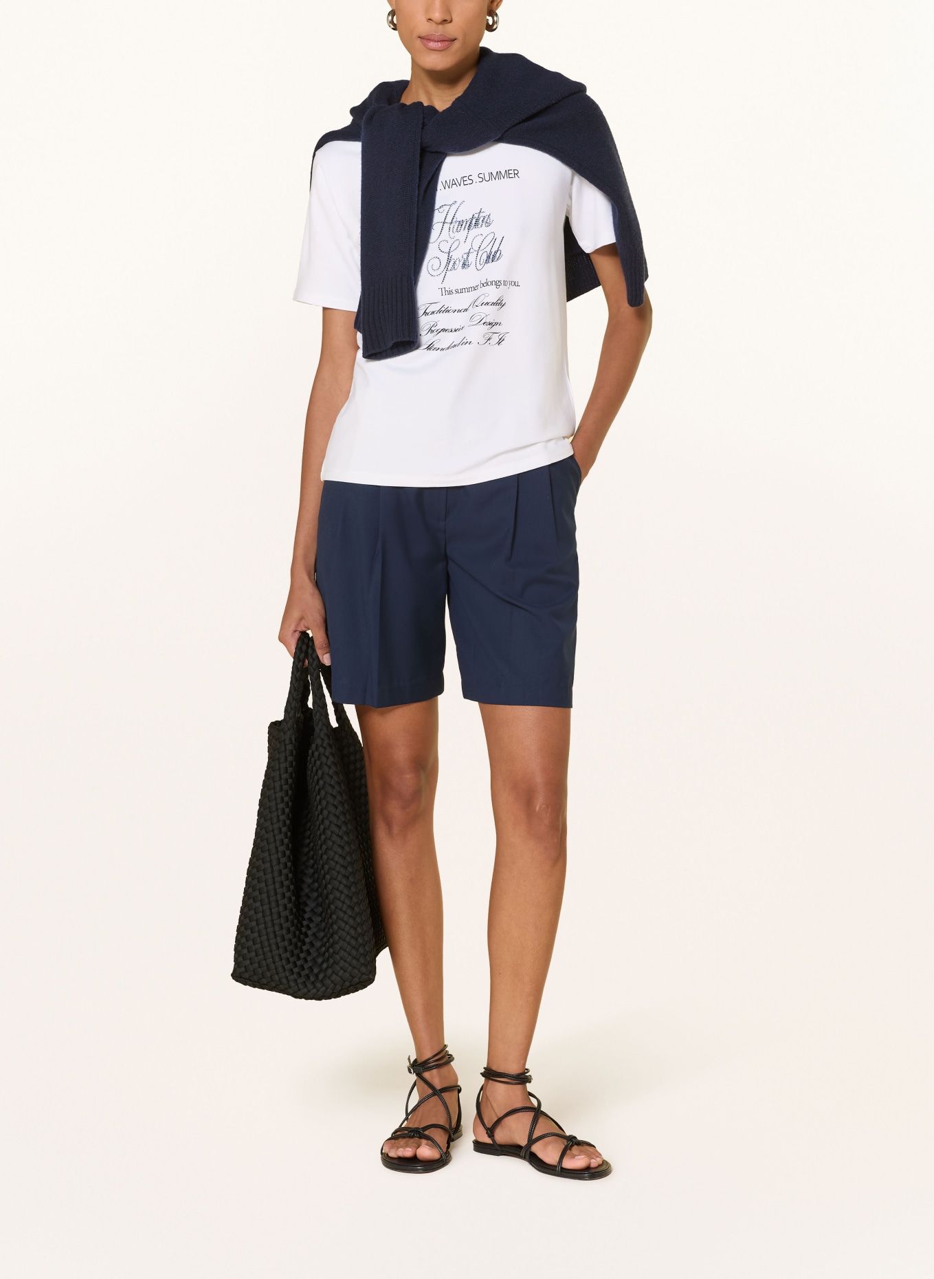 monari T-shirt orné de strass: BLANC / BLEU FONCÉ / NOIR