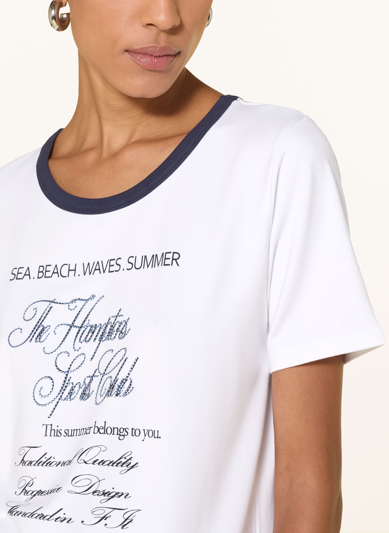 monari T-shirt orné de strass: BLANC / BLEU FONCÉ / NOIR