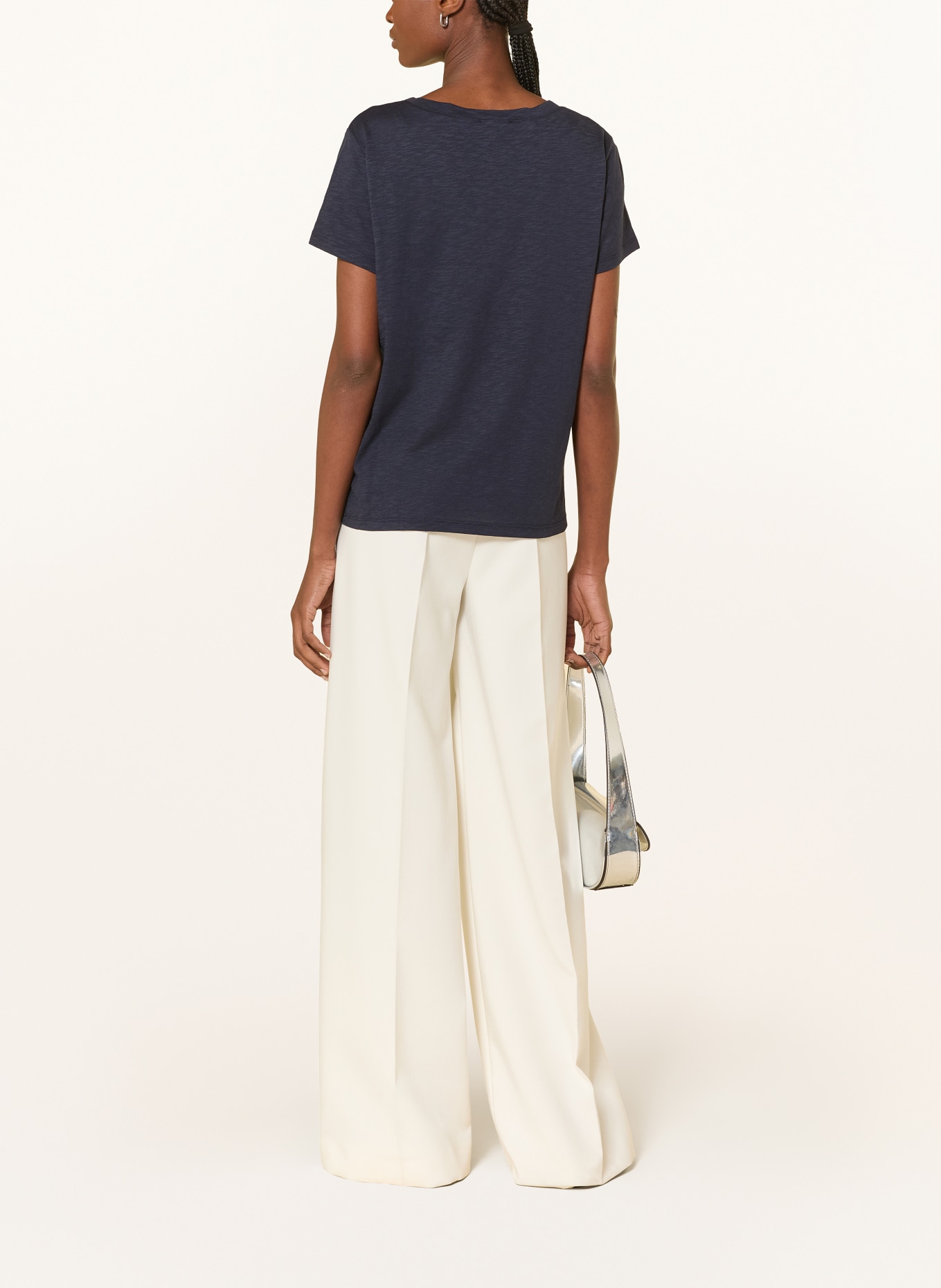 monari T-shirt met strass-steentjes: DONKERBLAUW