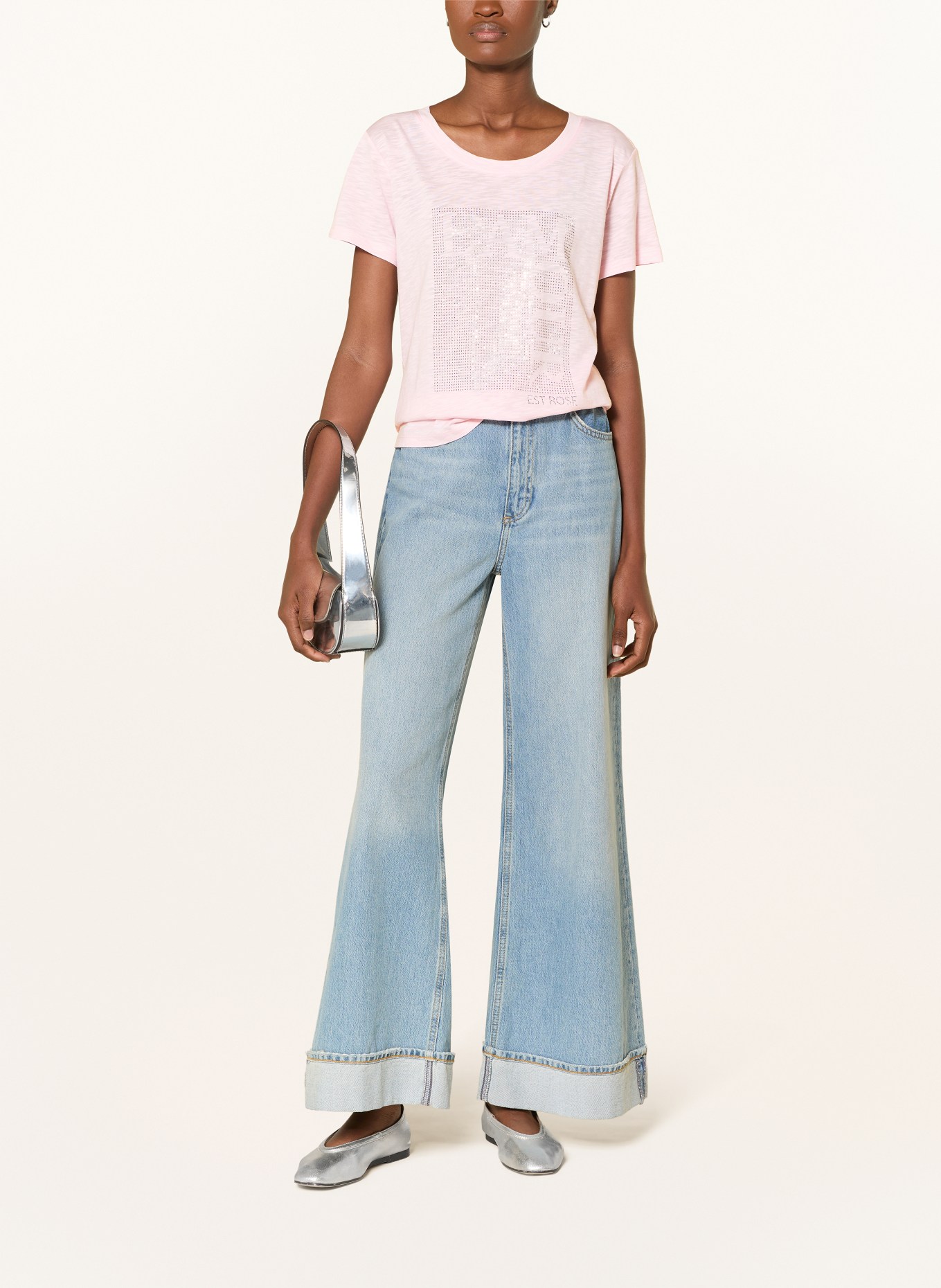 monari T-shirt met strass-steentjes: ROSE CLAIR