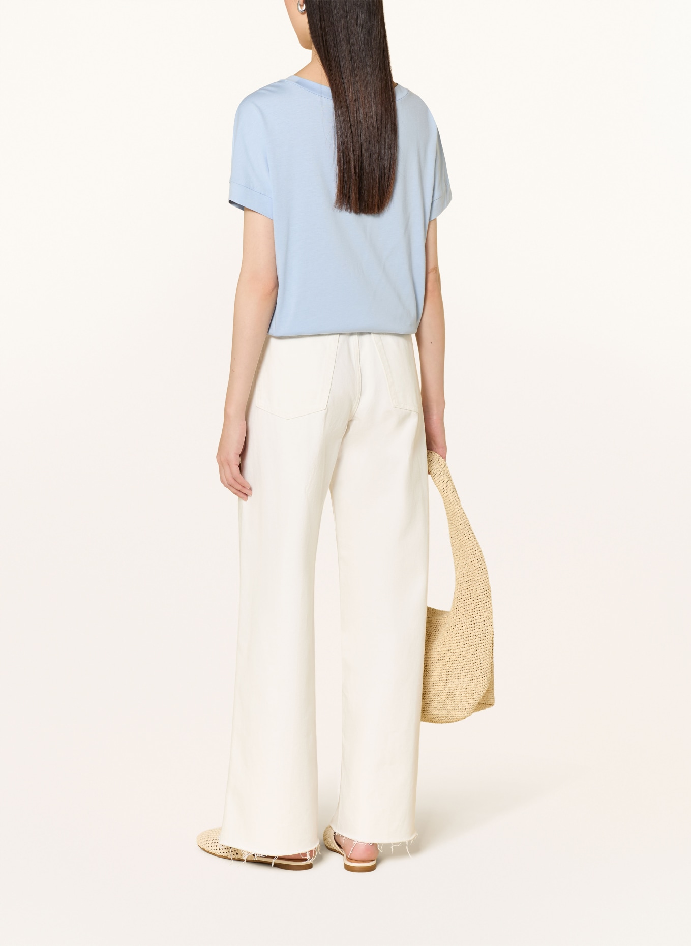 monari Blouse van verschillende stoffen: LICHTBLAUW