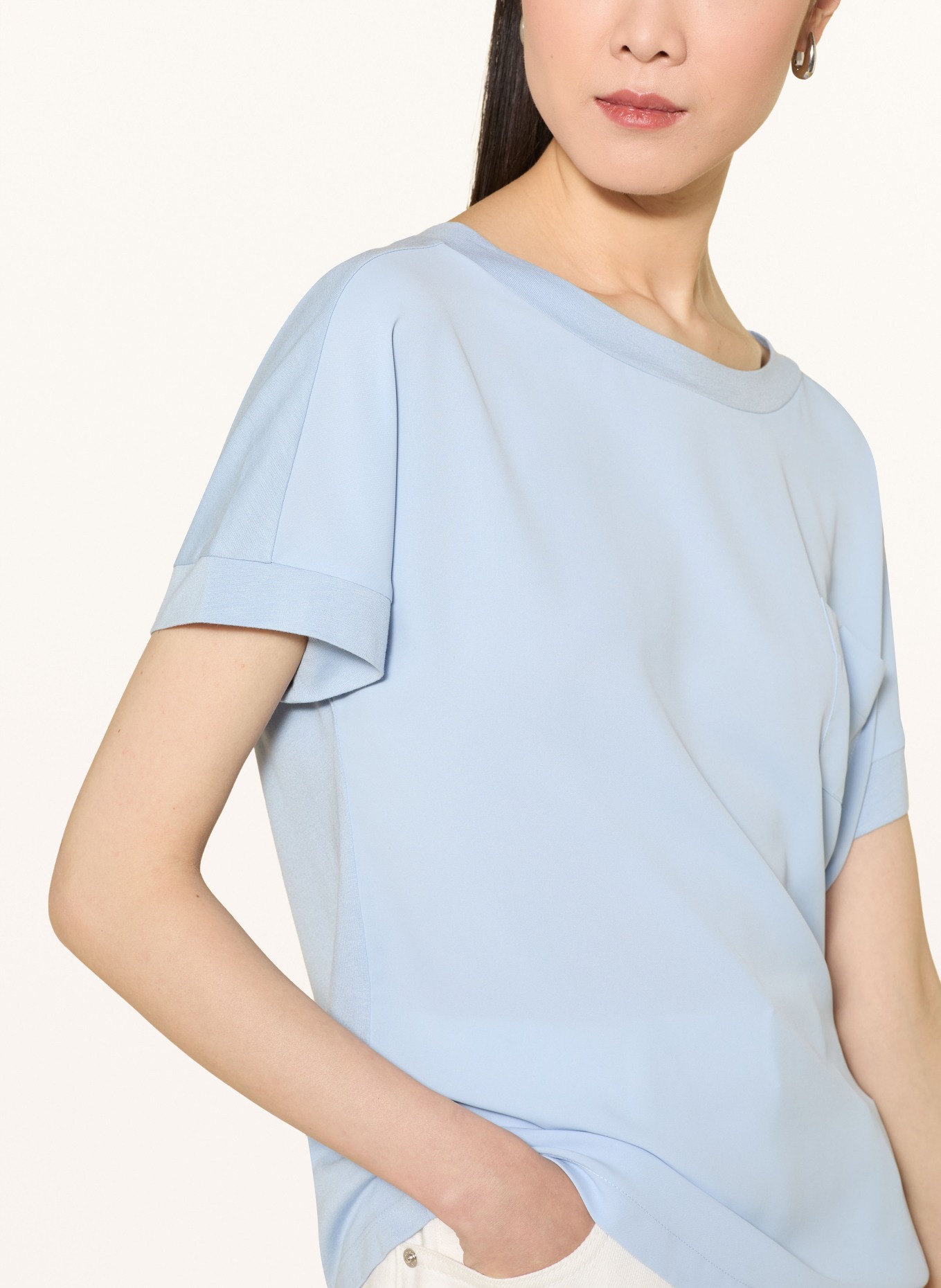 monari Blouse van verschillende stoffen: LICHTBLAUW