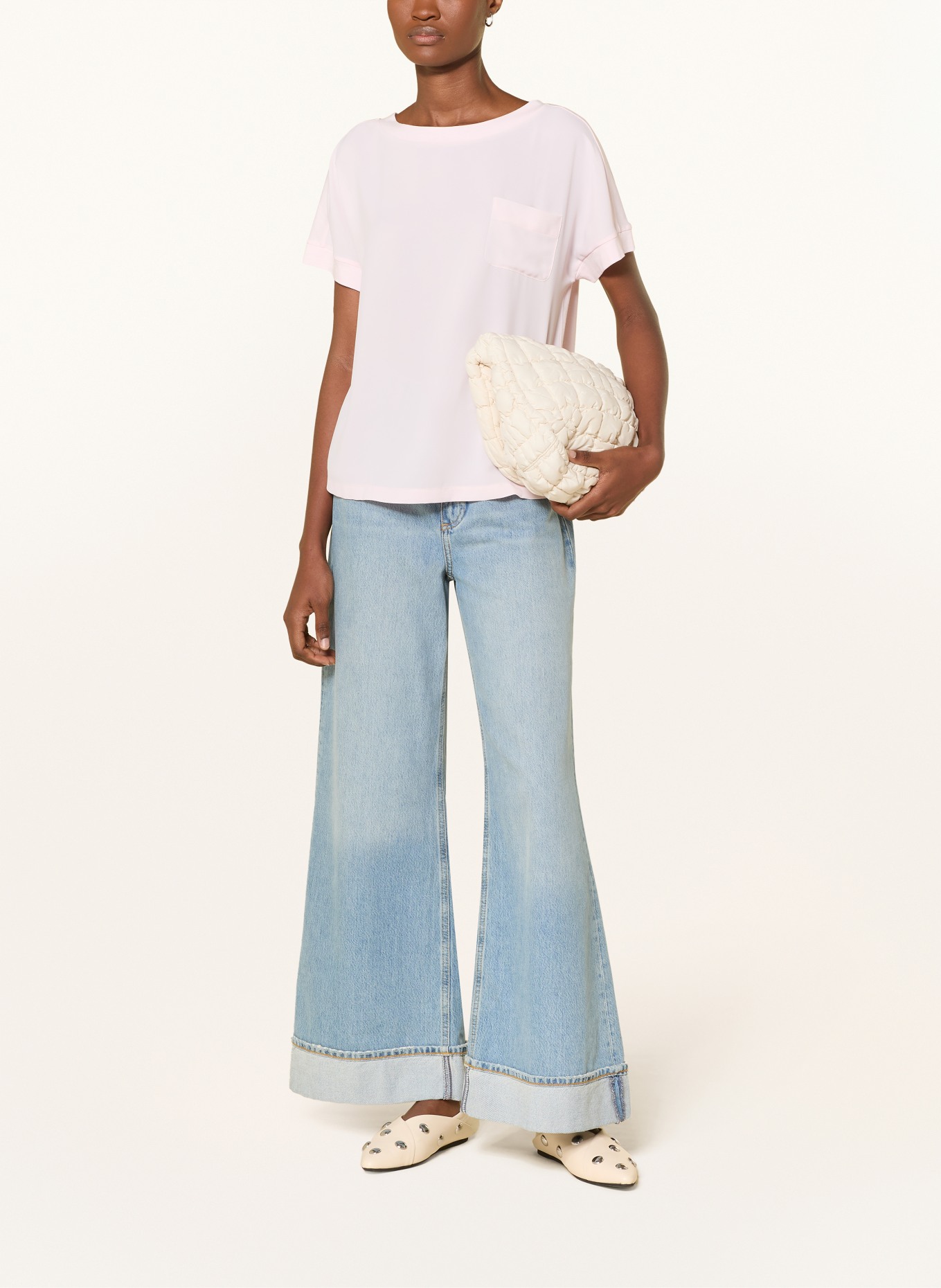 monari Blouse van verschillende stoffen: ROSE CLAIR