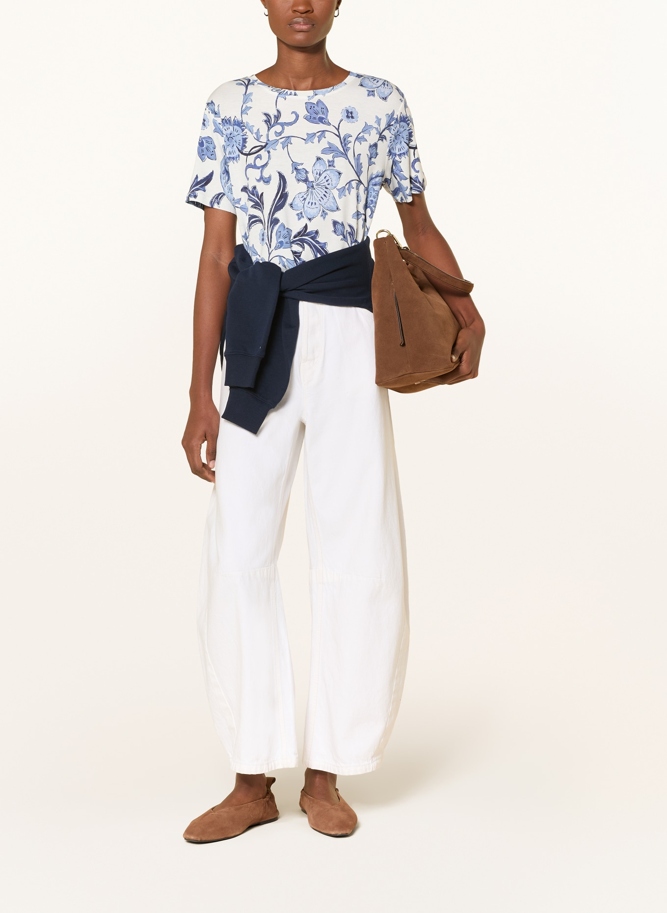 monari T-shirt: ECRU / DONKERBLAUW / BLAUW