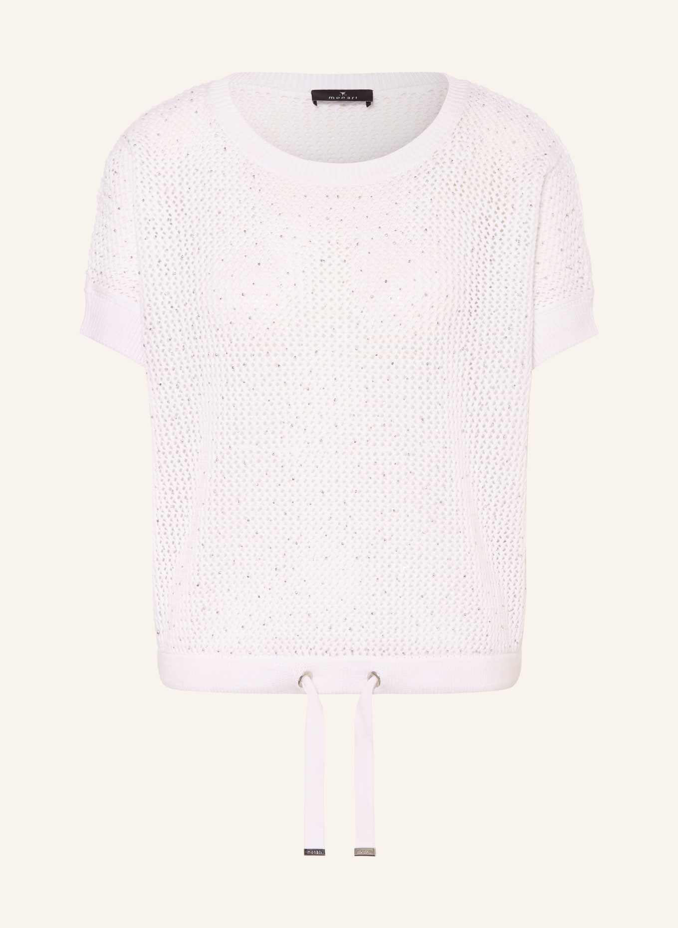 monari Gebreid shirt met sierstenen: WIT