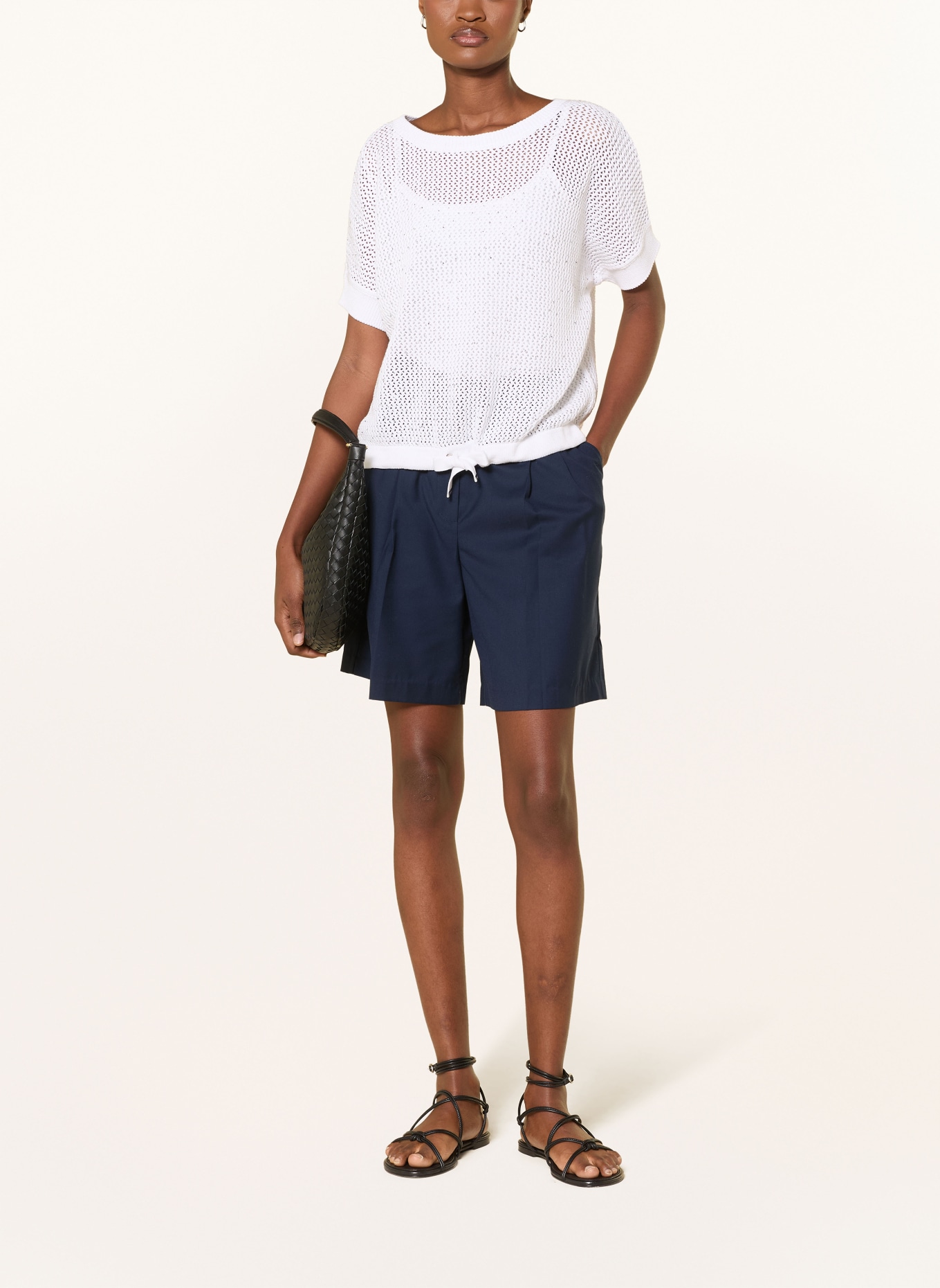 monari Gebreid shirt met sierstenen: WIT