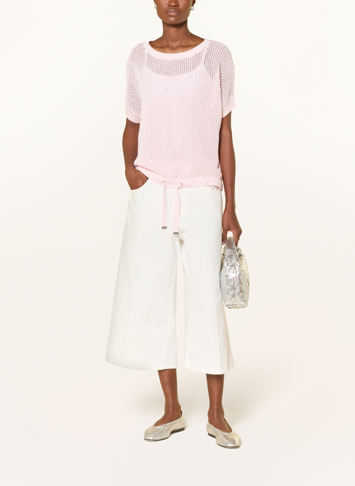 monari Gebreid shirt met sierstenen: ROZE