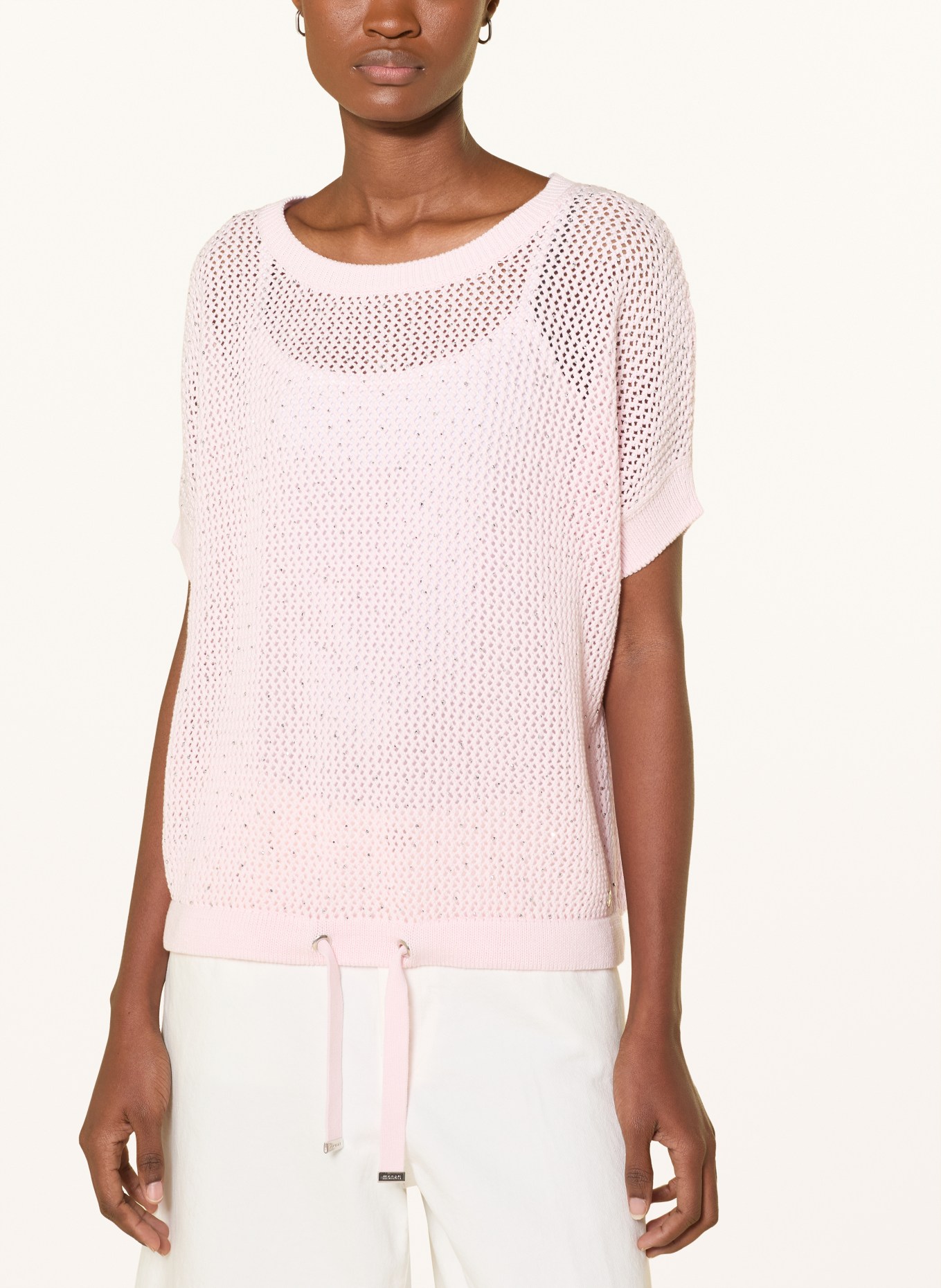 monari Gebreid shirt met sierstenen: ROZE