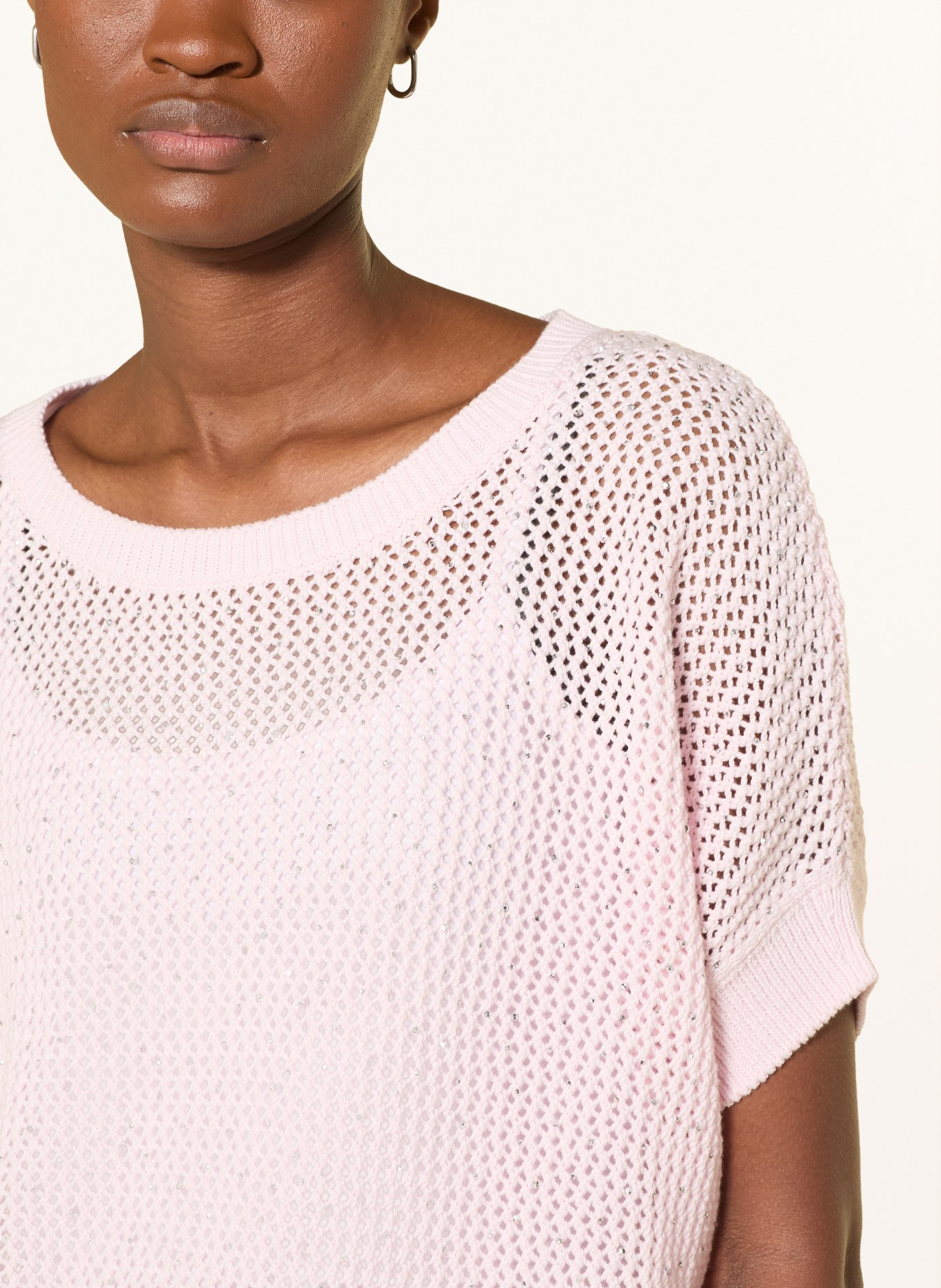 monari Gebreid shirt met sierstenen: ROZE
