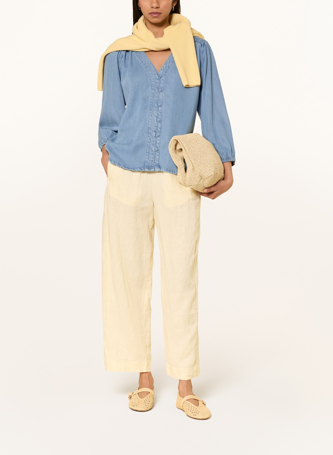 monari Blouse in jeanslook met 3/4-mouwen: BLAUW