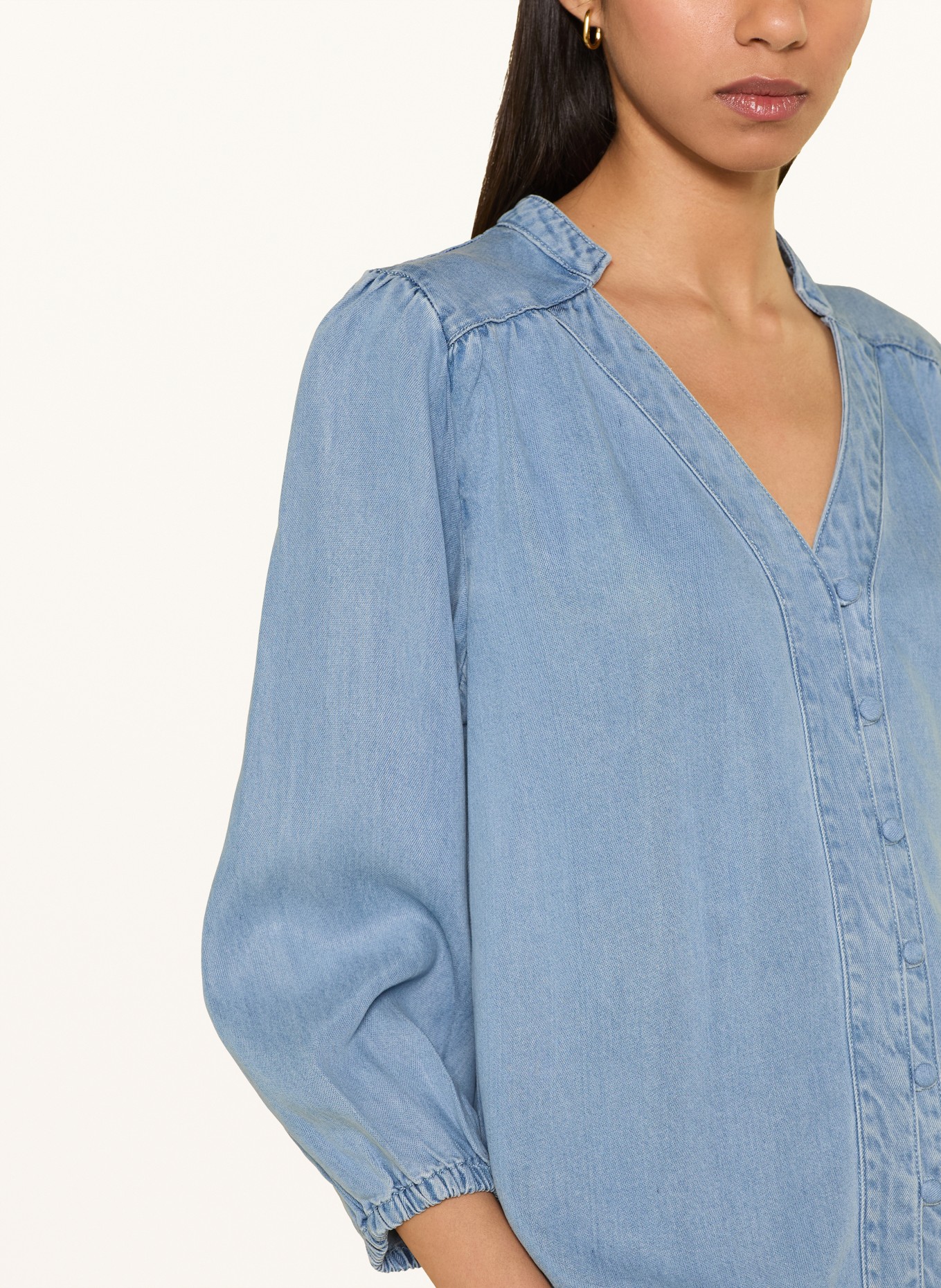 monari Blouse in jeanslook met 3/4-mouwen: BLAUW