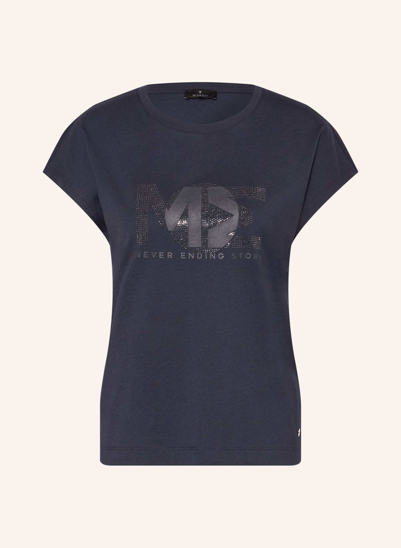 monari T-shirt met strass-steentjes: DONKERBLAUW