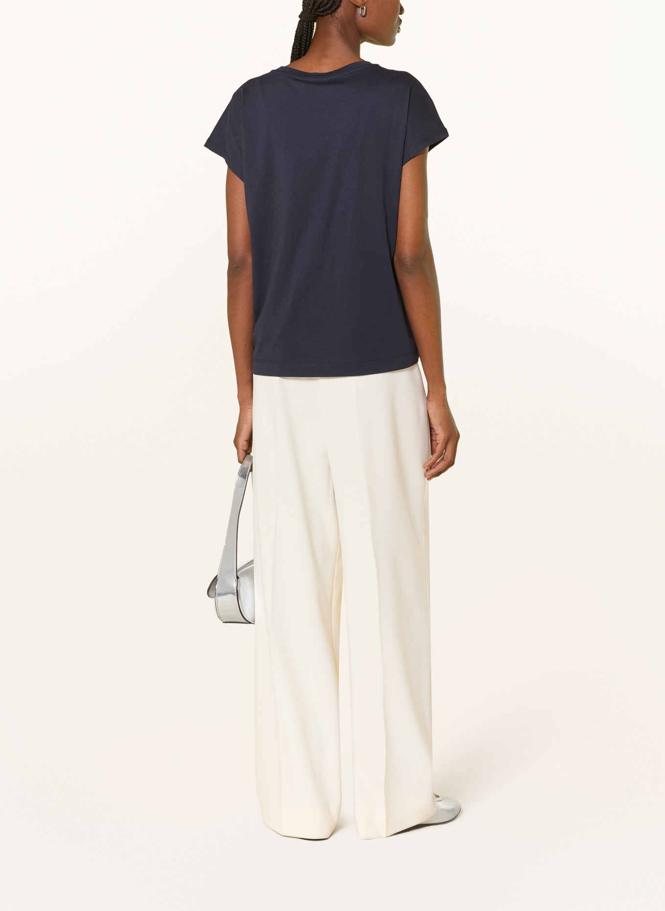 monari T-shirt met strass-steentjes: DONKERBLAUW