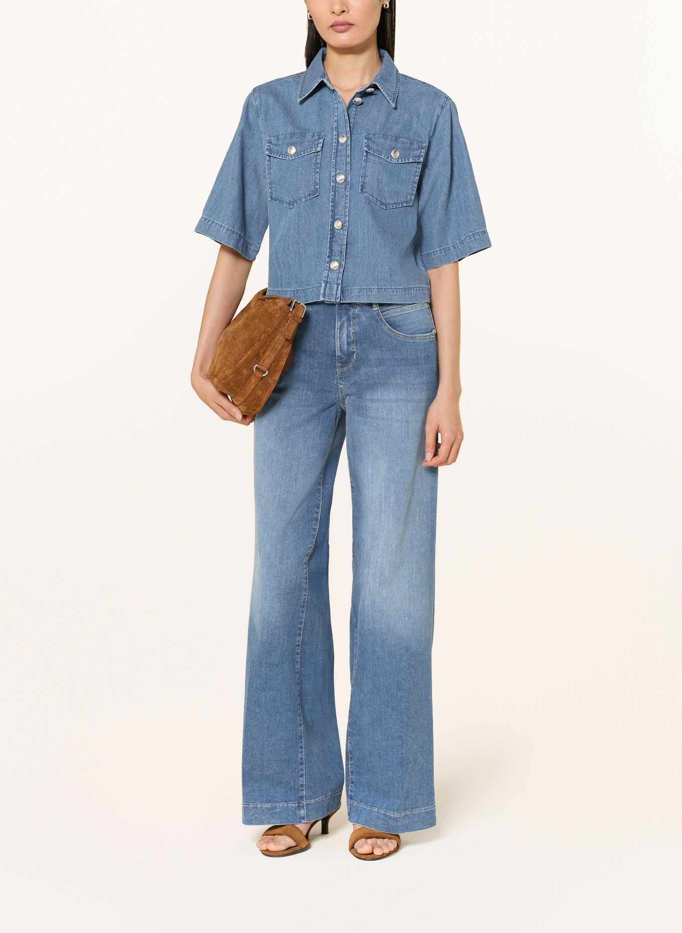 monari Overhemd in jeanslook: BLAUW