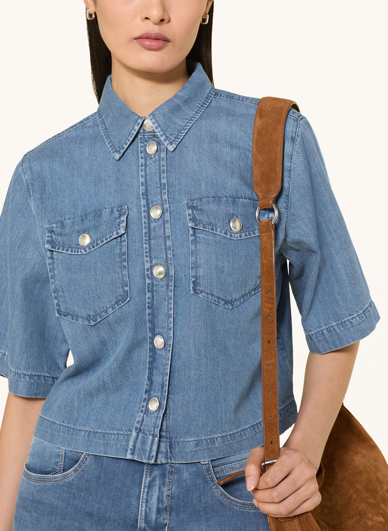monari Overhemd in jeanslook: BLAUW