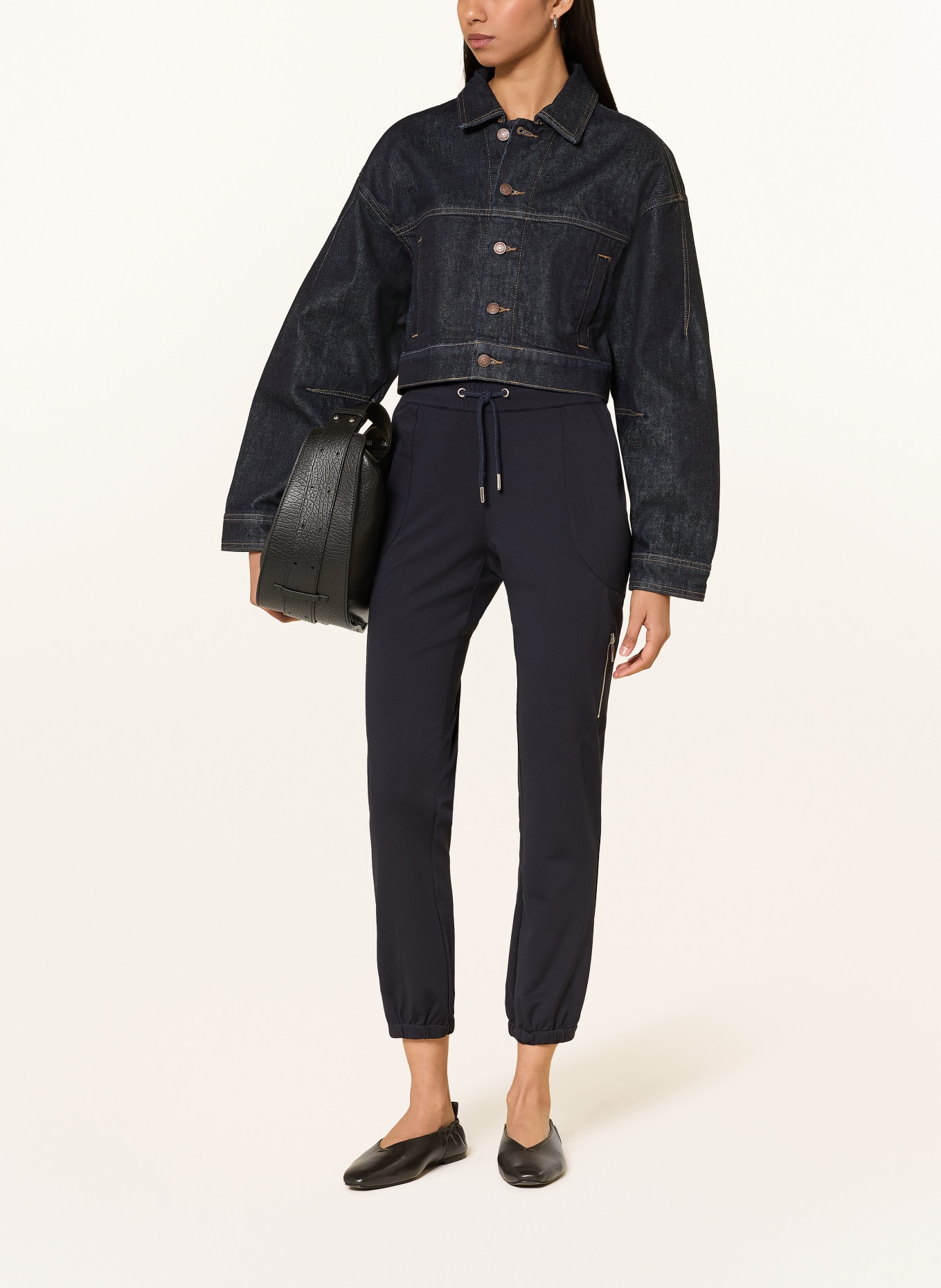 monari Broek in joggingstijl: DONKERBLAUW