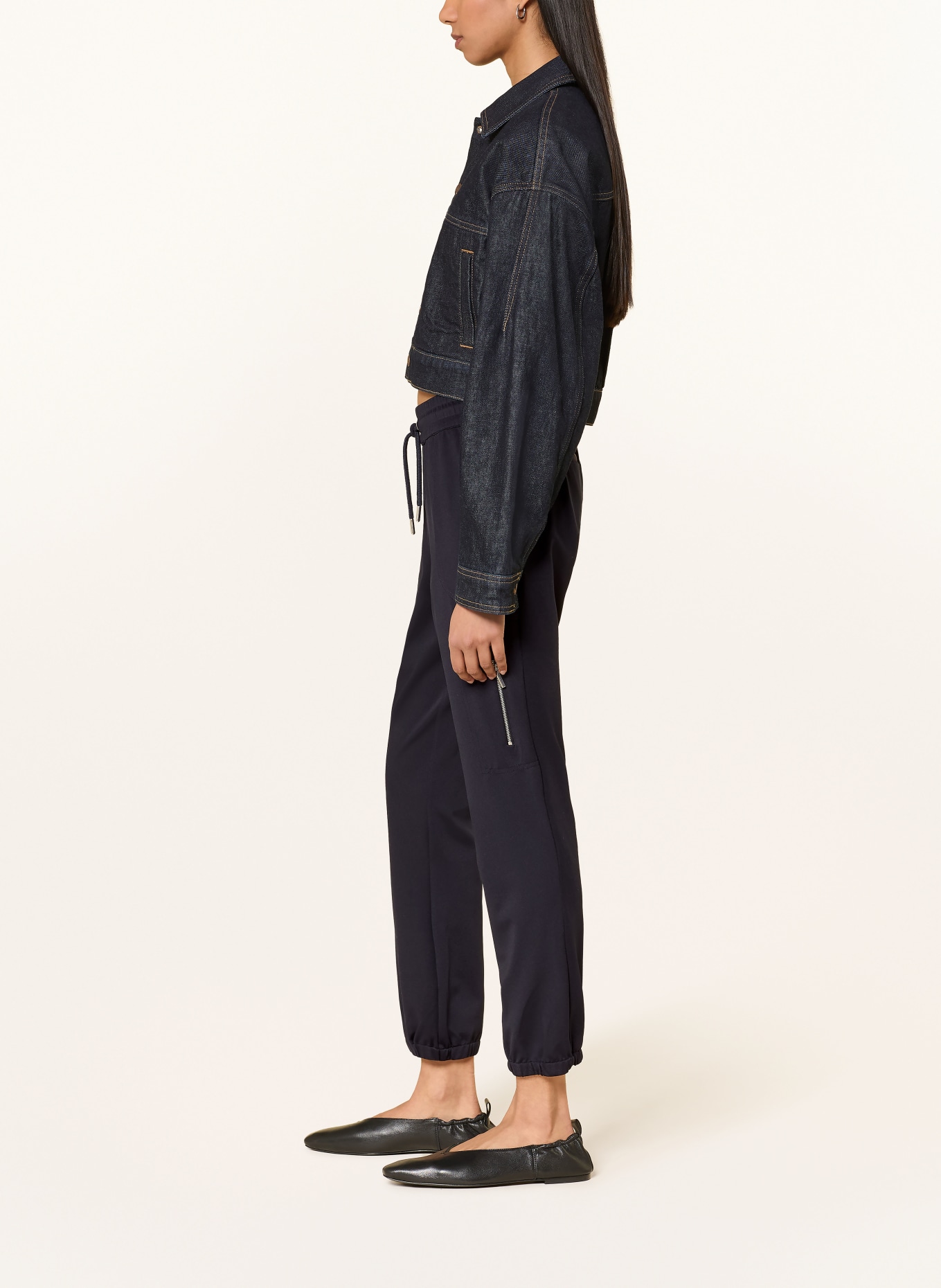 monari Broek in joggingstijl: DONKERBLAUW