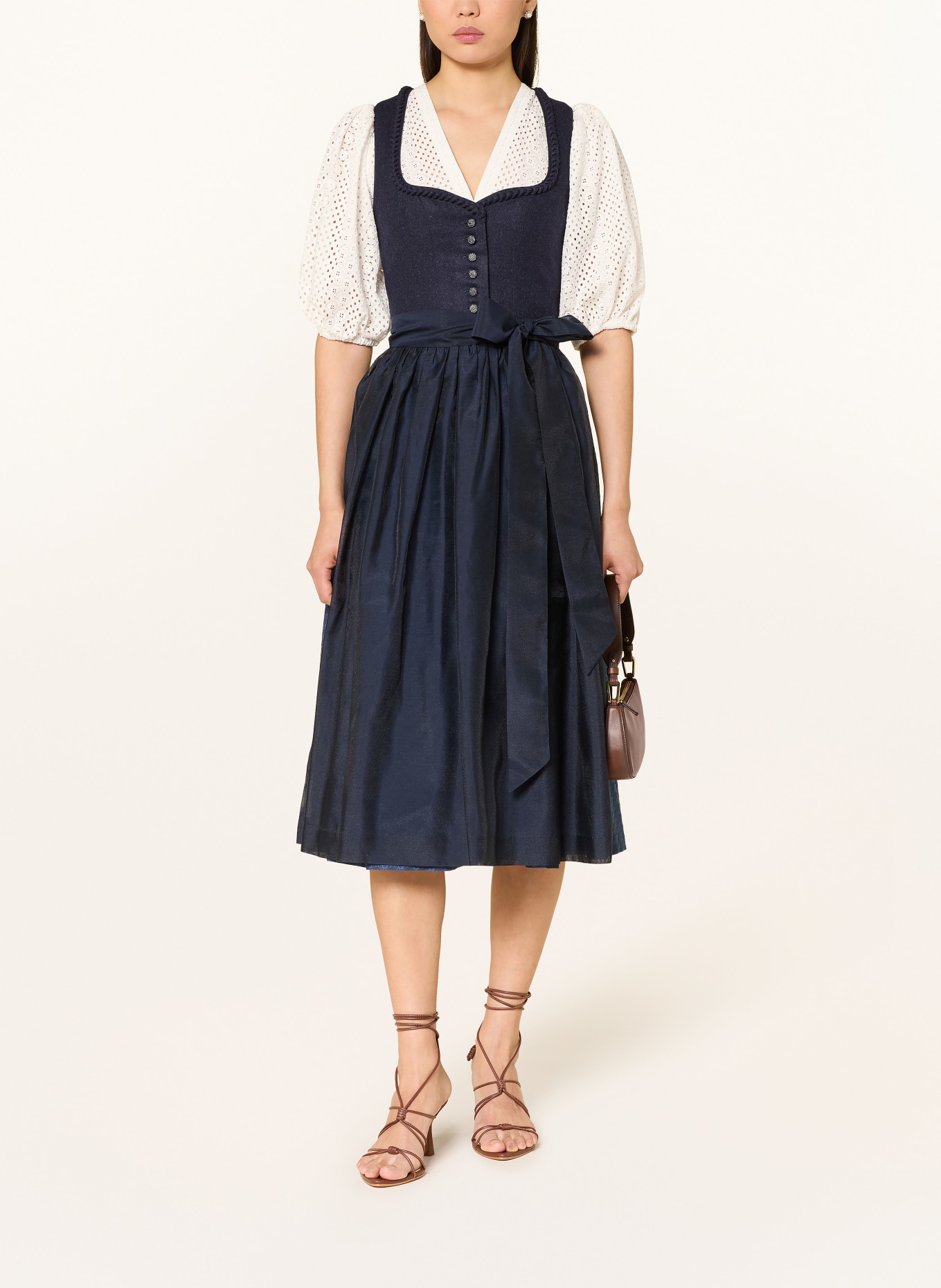 LIMBERRY LINA dirndl blouse in openwork lace with 3/4 sleeves: WHITE