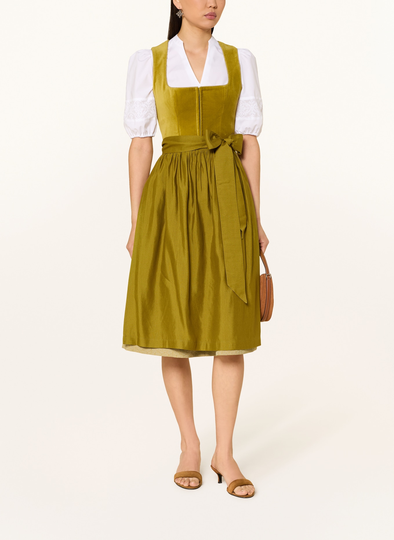 LIMBERRY Dirndl NAOMI im Materialmix: OLIV / KHAKI