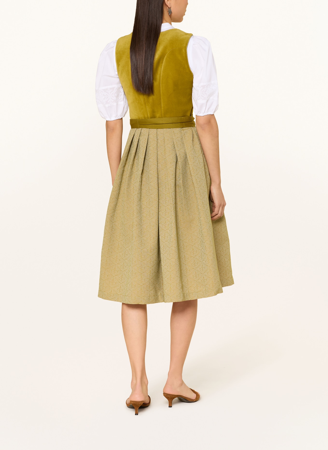 LIMBERRY Dirndl NAOMI im Materialmix: OLIV / KHAKI