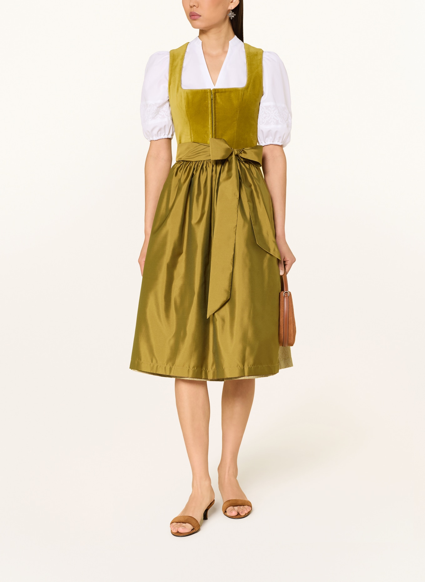 LIMBERRY Dirndl NAOMI im Materialmix: OLIV / KHAKI