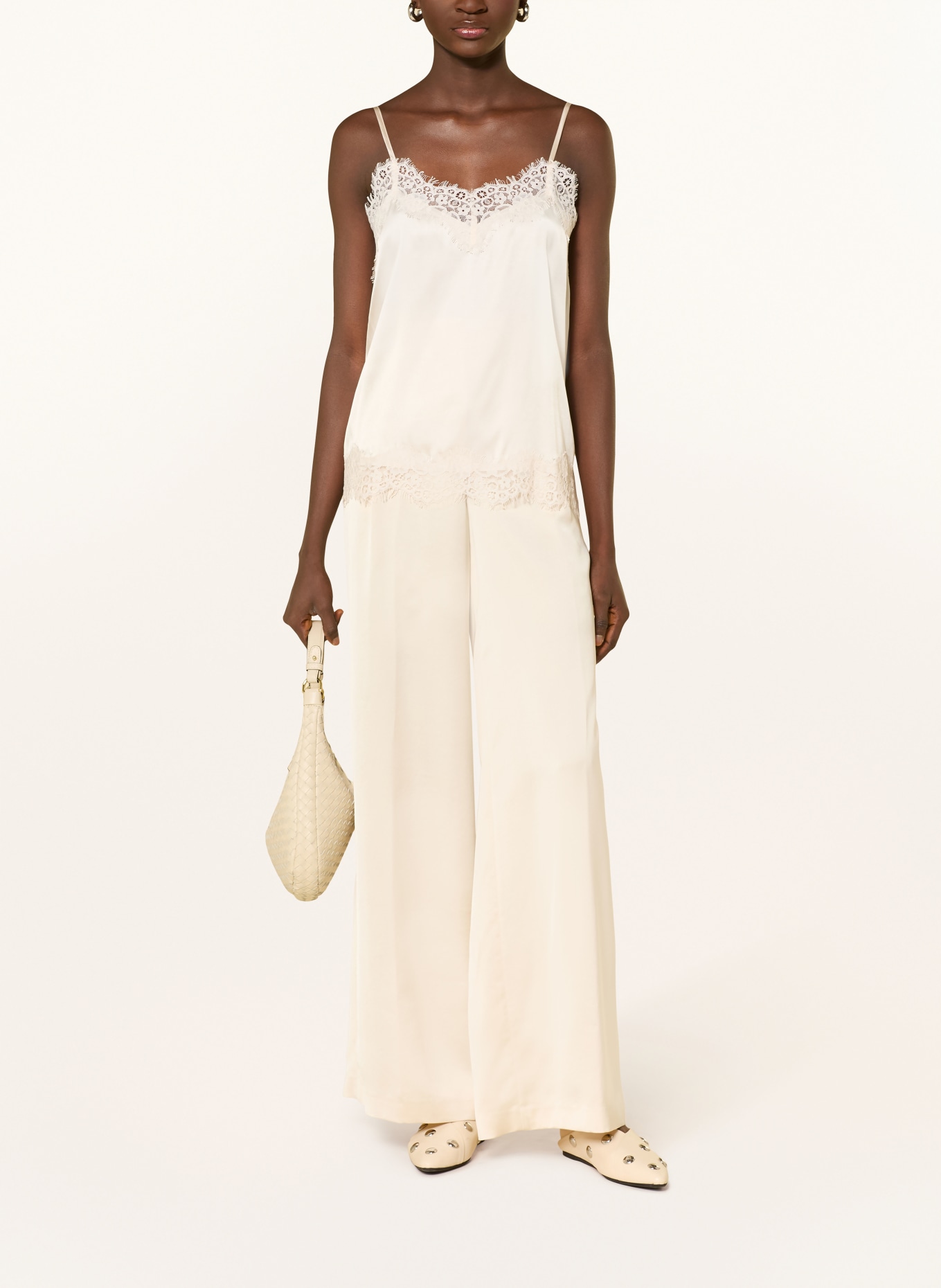 darling harbour Top en satin et dentelle: CHAMPAGNER