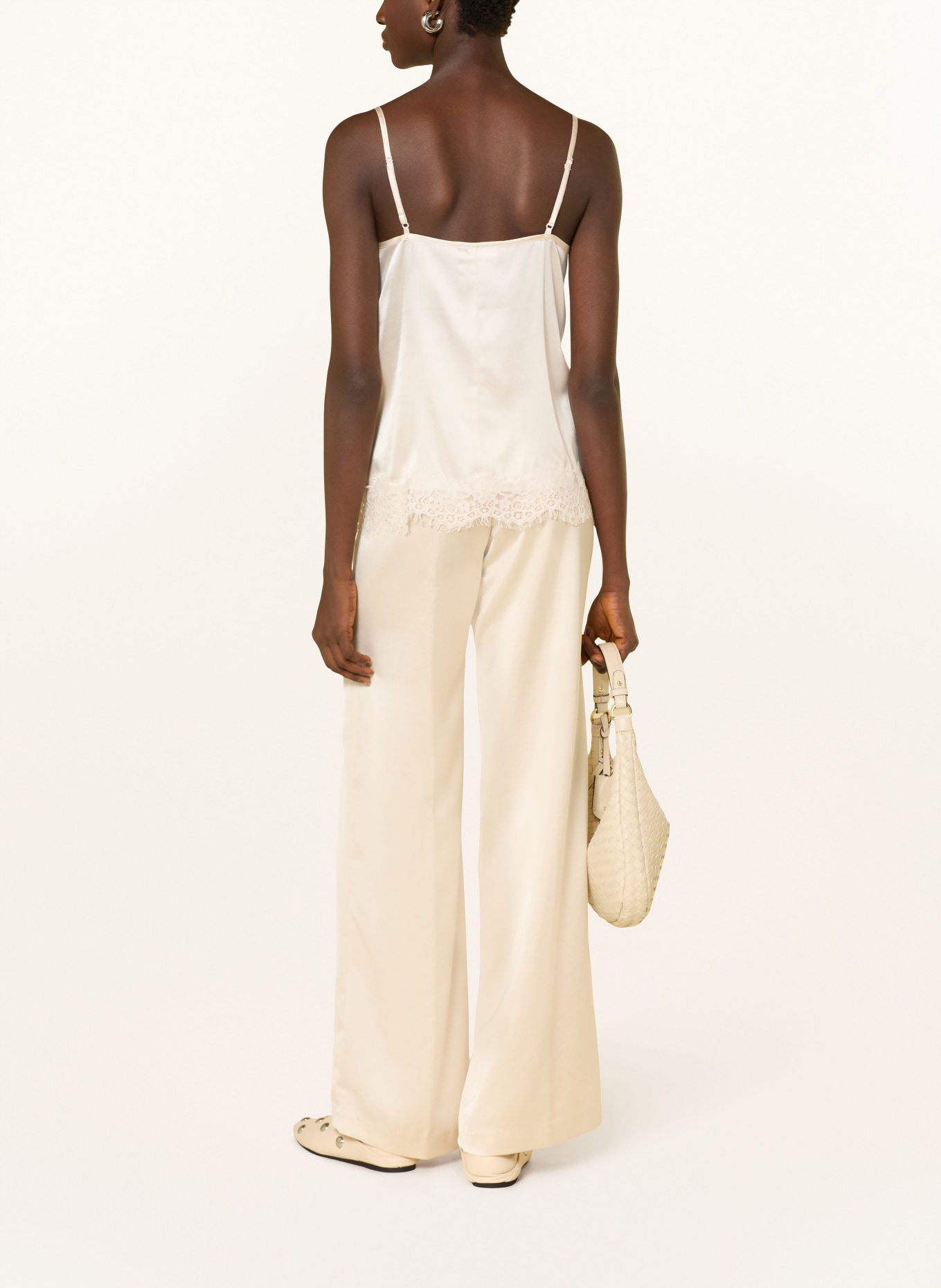 darling harbour Top en satin et dentelle: CHAMPAGNER