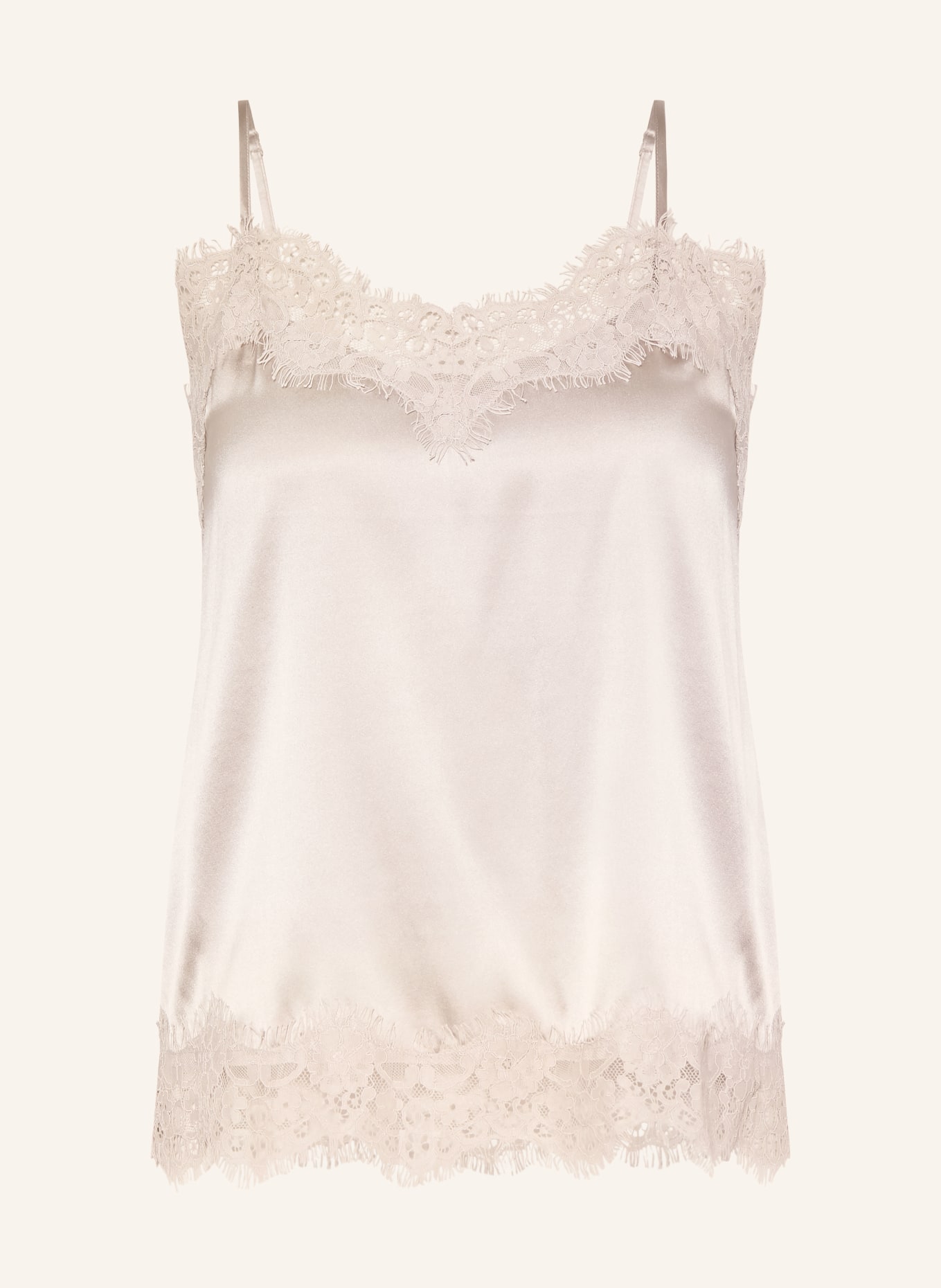 darling harbour Top en satin et dentelle: STONE
