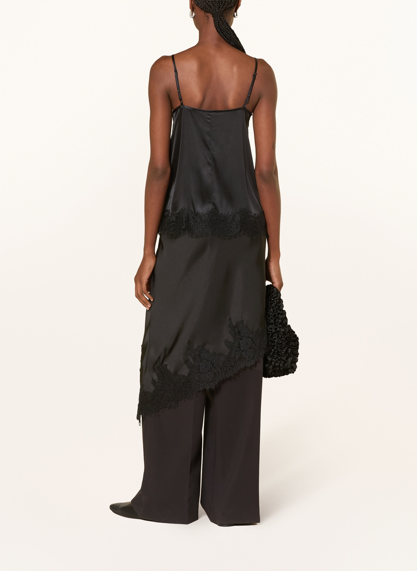 darling harbour Top en satin et dentelle: BLACK