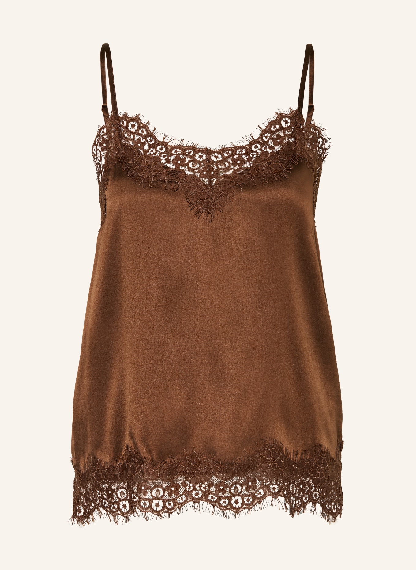 darling harbour Seidentop aus Satin mit Spitze: NOUGAT