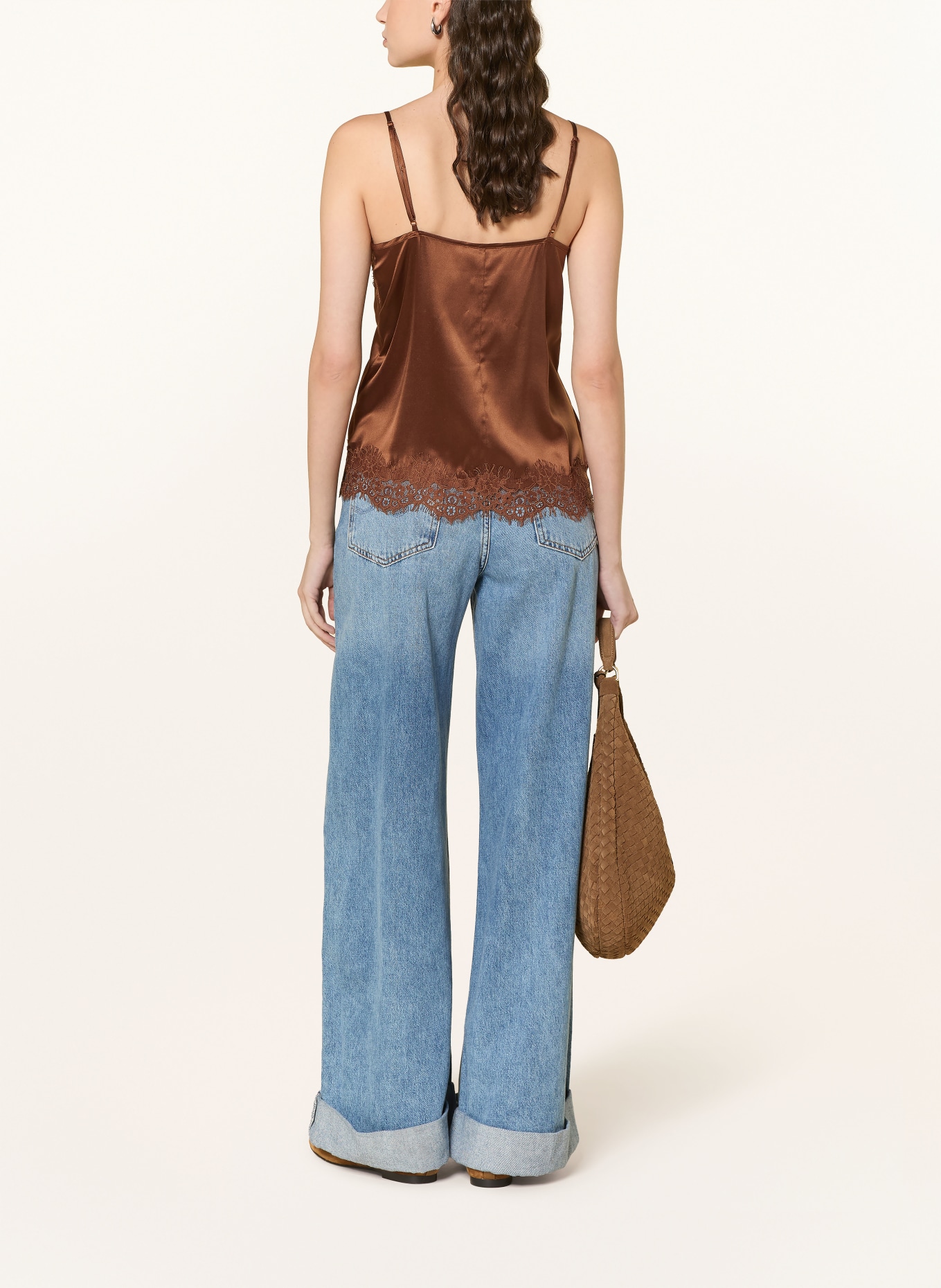 darling harbour Seidentop aus Satin mit Spitze: NOUGAT