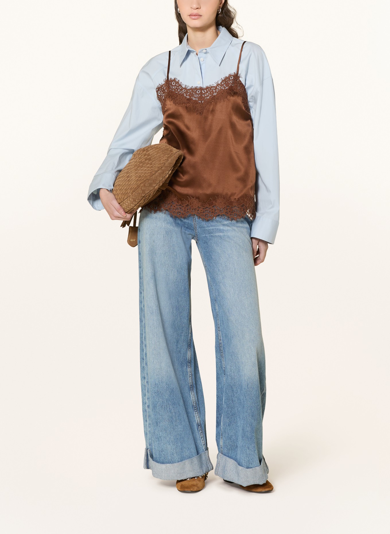 darling harbour Seidentop aus Satin mit Spitze: NOUGAT