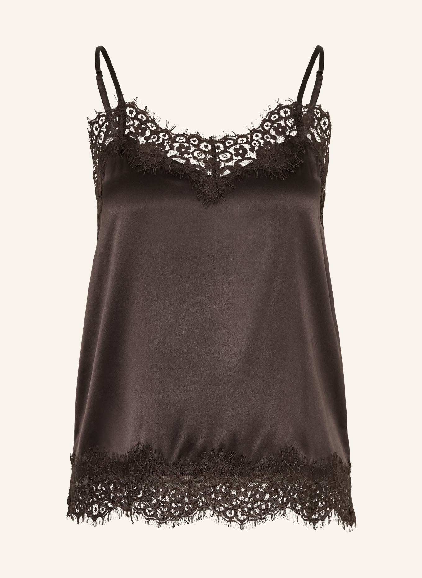 darling harbour Seidentop aus Satin mit Spitze: ESPRESSO