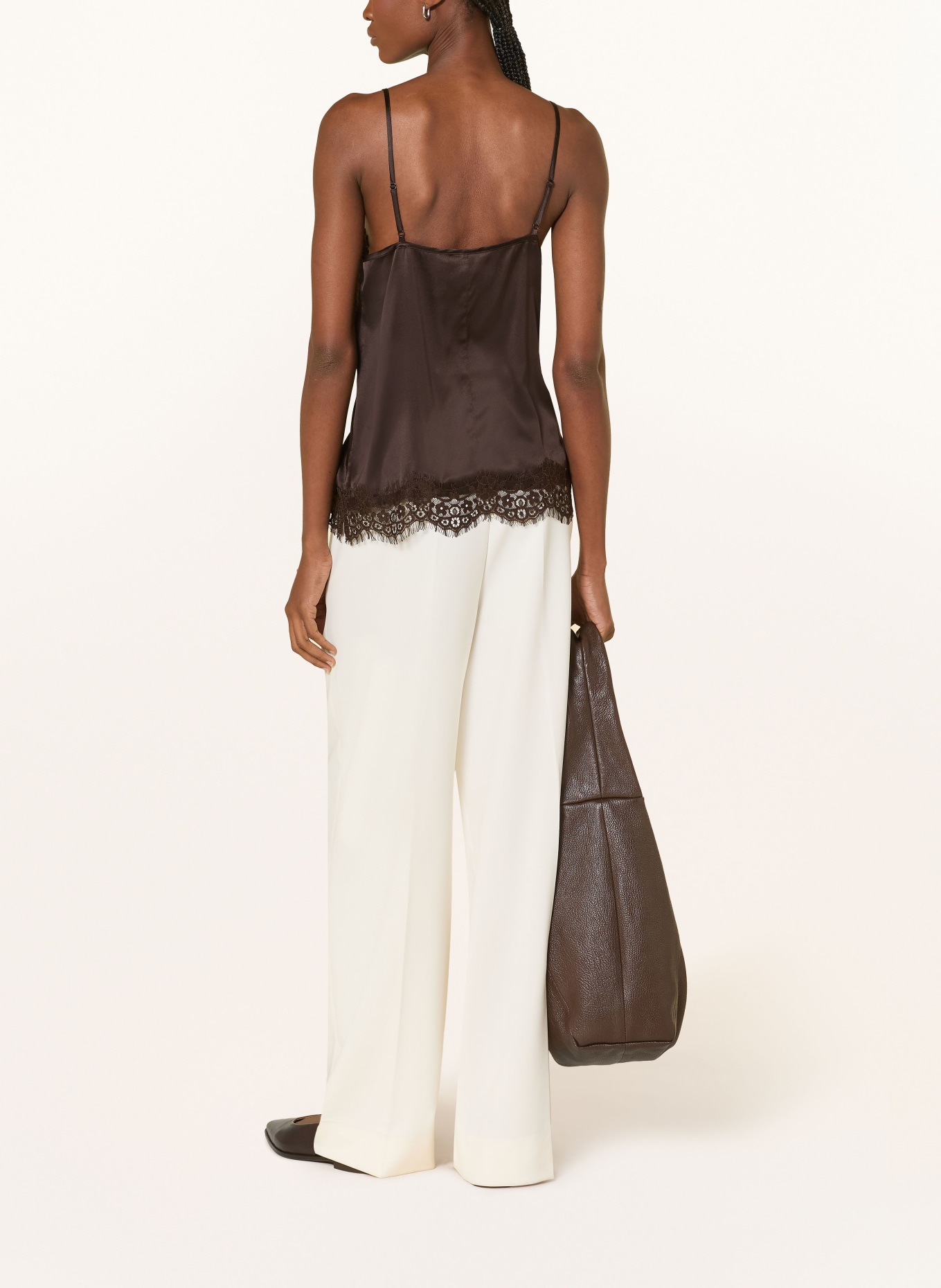 darling harbour Seidentop aus Satin mit Spitze: ESPRESSO