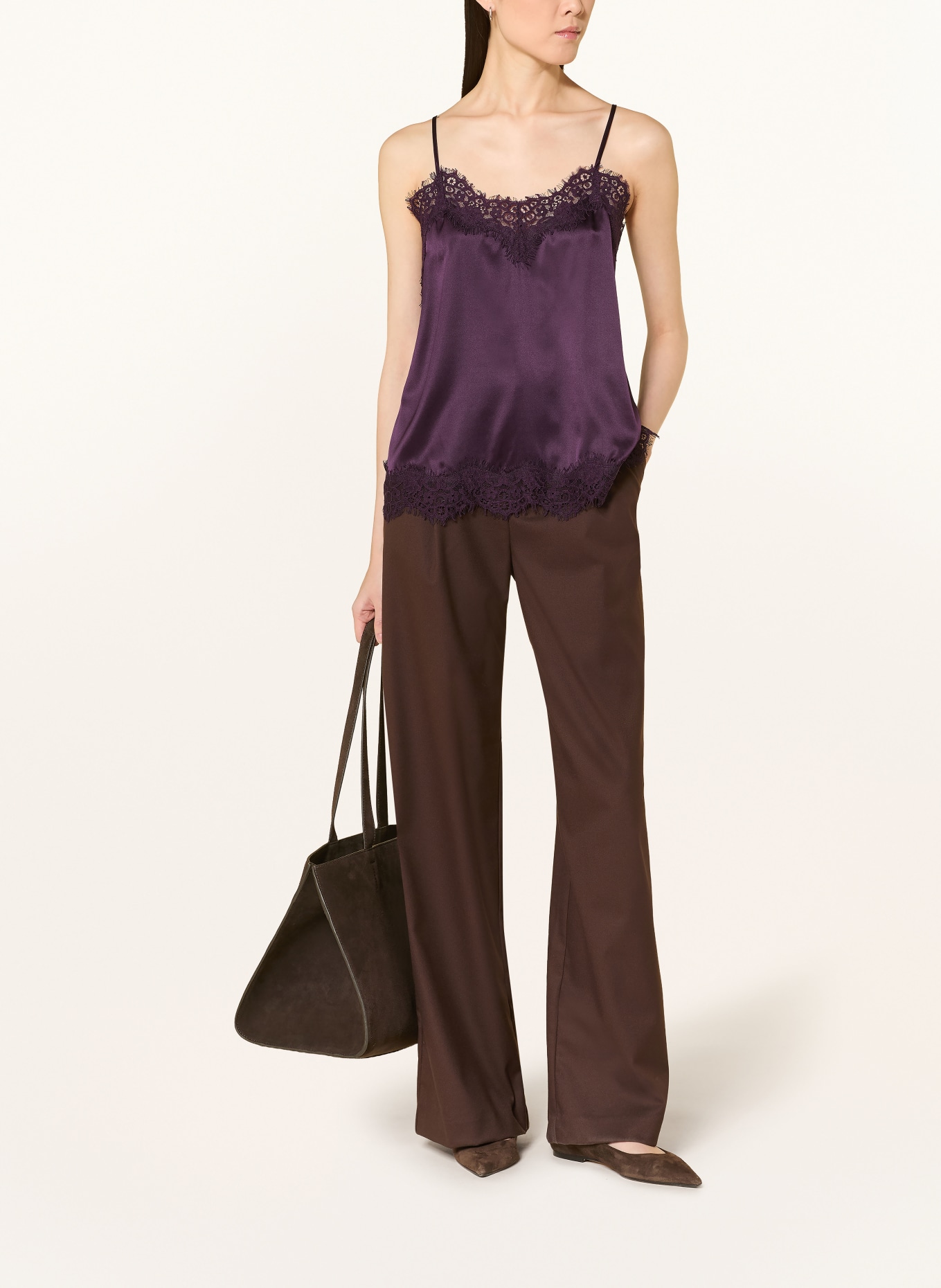 darling harbour Seidentop aus Satin mit Spitze: BLUEBERRY