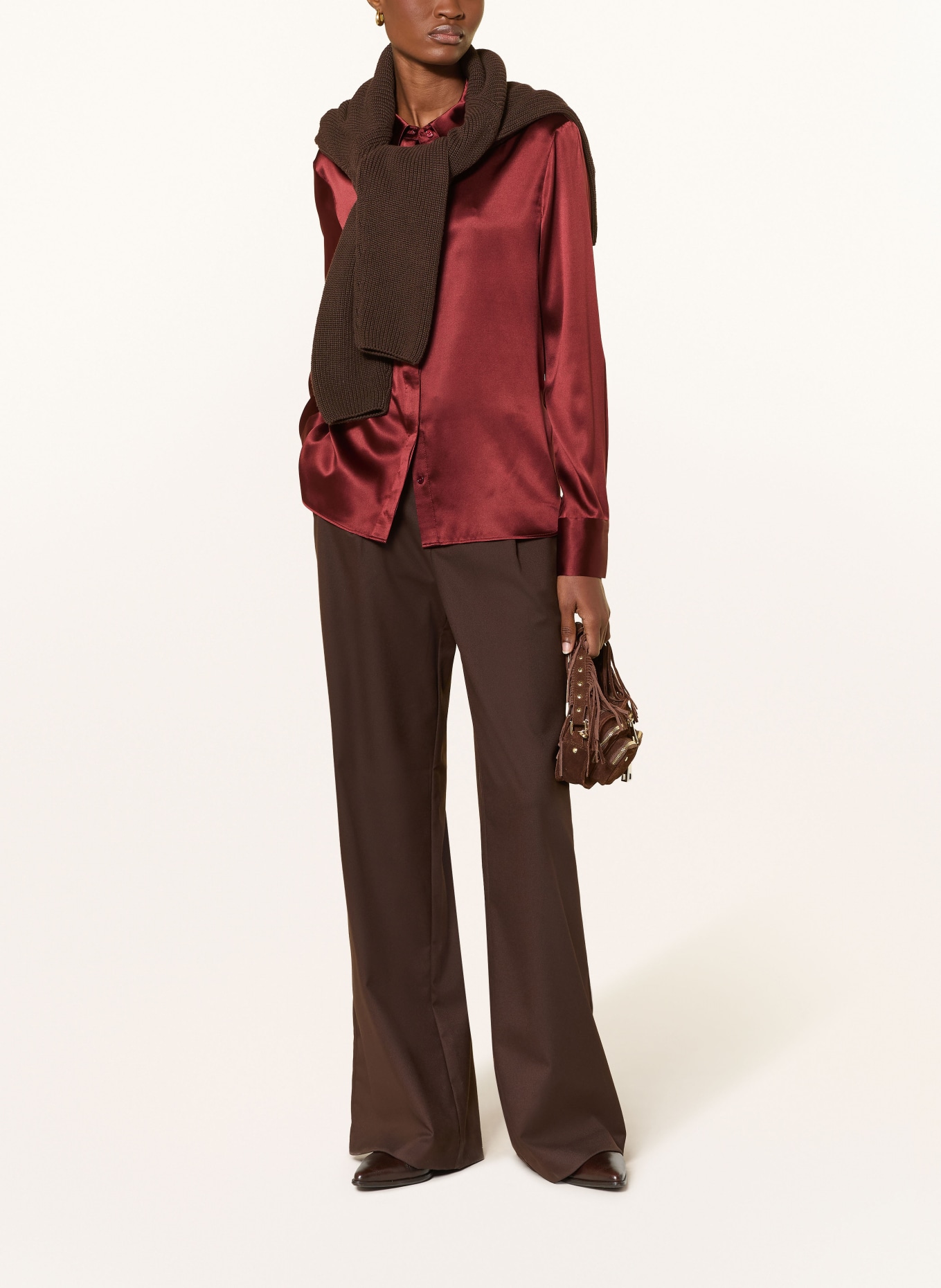 darling harbour Bluzka koszulowa z jedwabiu: MARONE