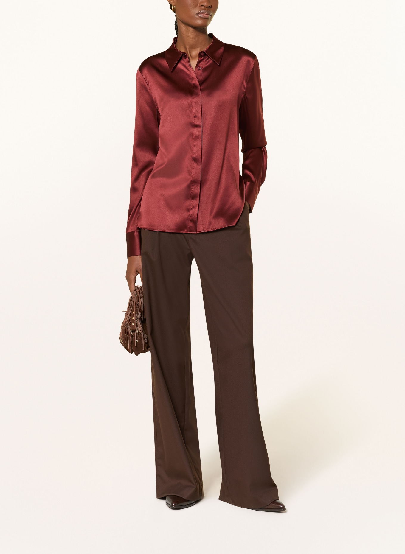 darling harbour Bluzka koszulowa z jedwabiu: MARONE