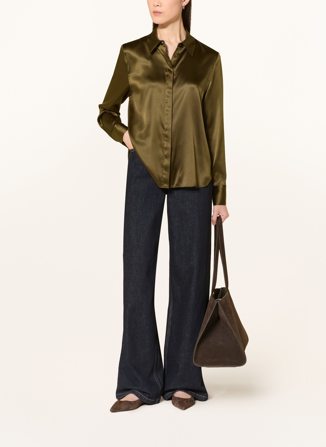 darling harbour Hemdbluse aus Seide: DARK OLIVE