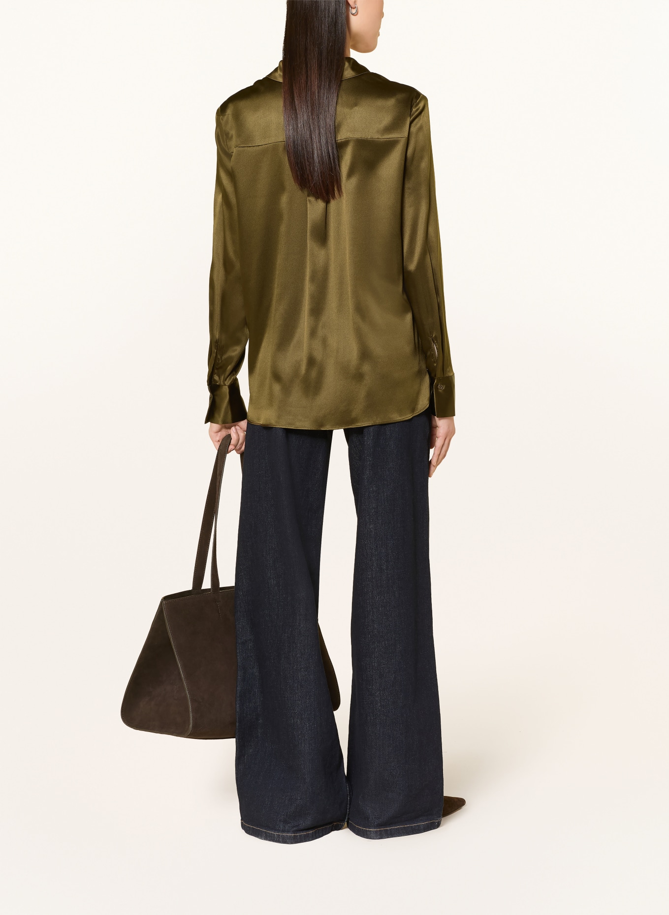 darling harbour Hemdbluse aus Seide: DARK OLIVE