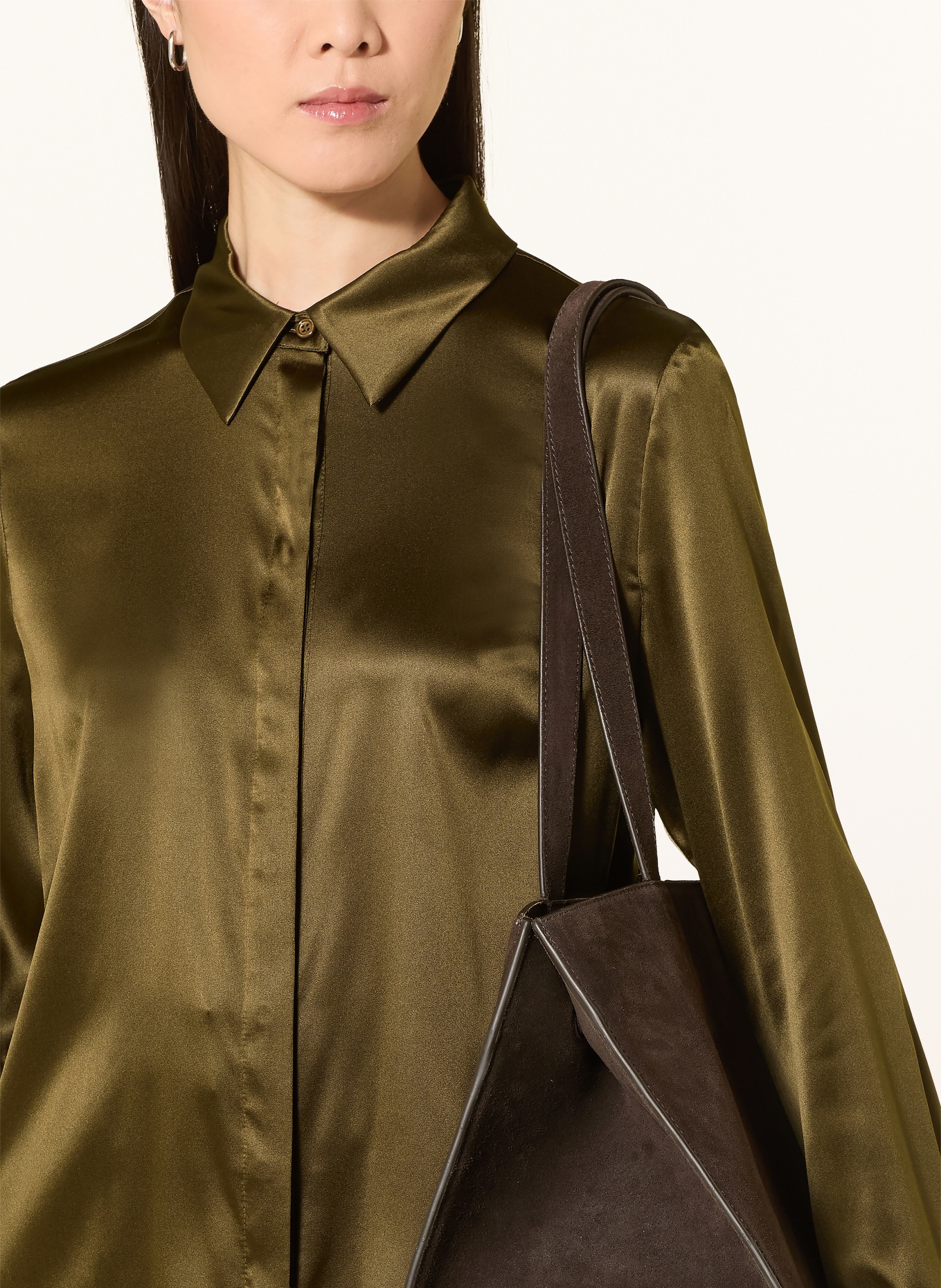 darling harbour Hemdbluse aus Seide: DARK OLIVE