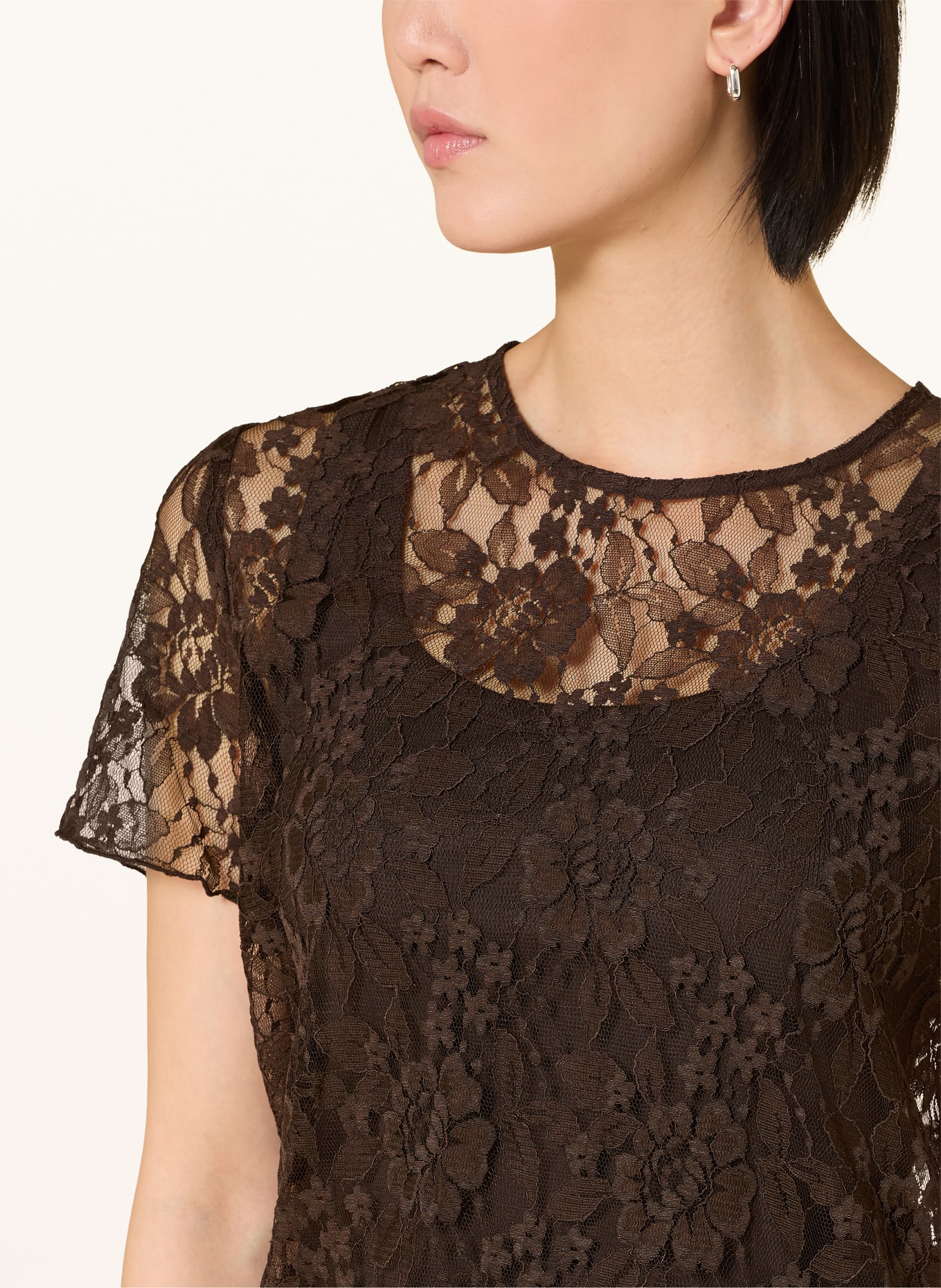 darling harbour Blusenshirt aus Spitze: DARK BROWN