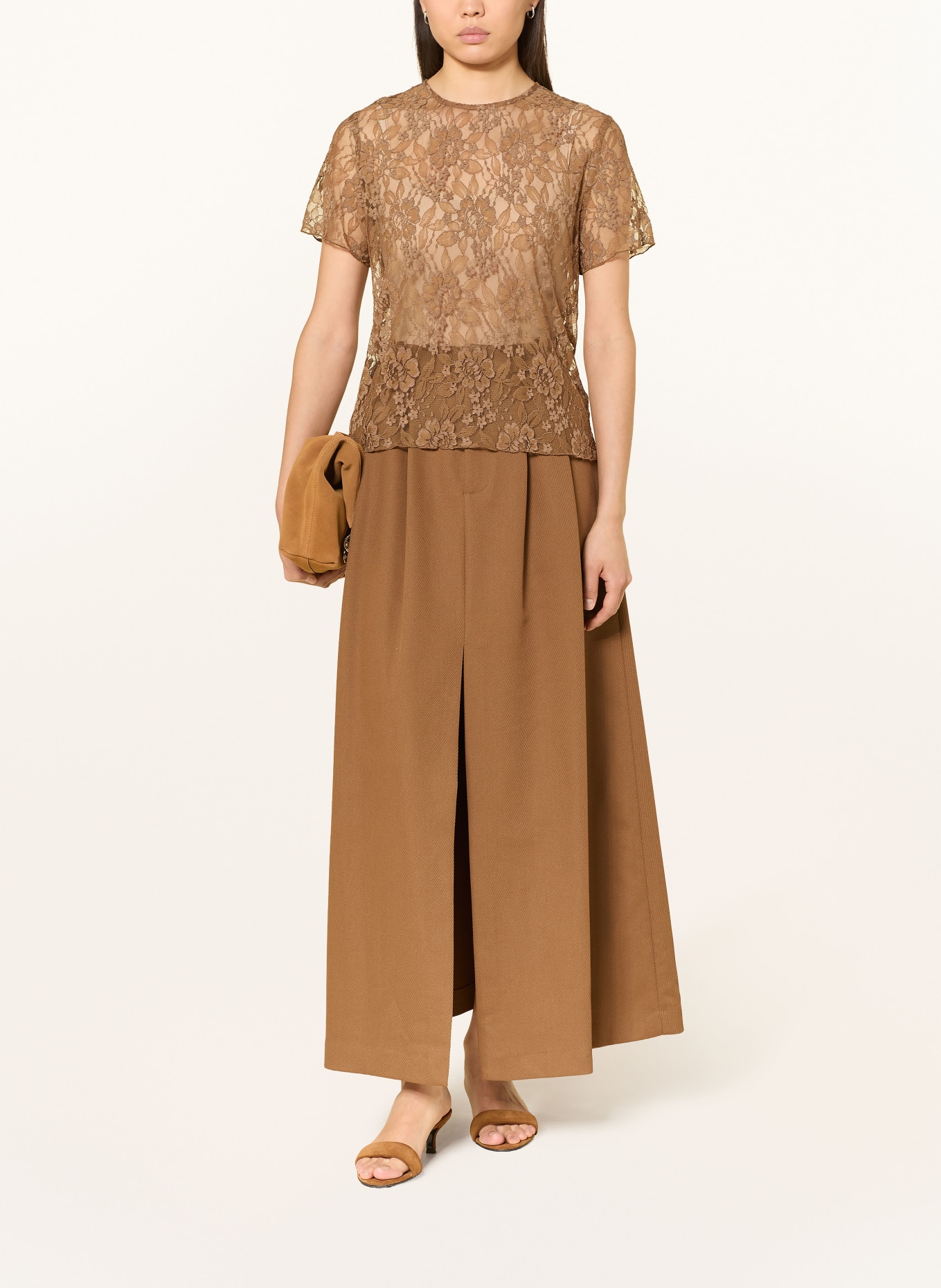 darling harbour Blusenshirt aus Spitze: MOKKA