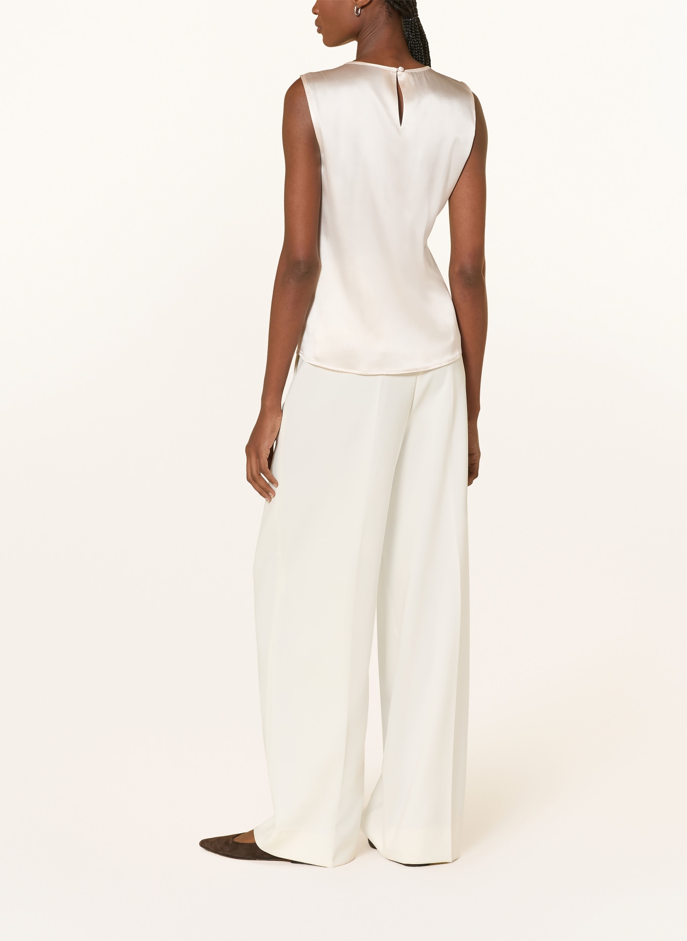 darling harbour Top en soie à volants: CHAMPAGNER