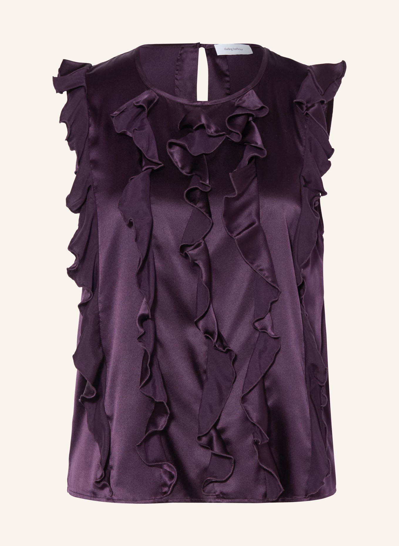 darling harbour Top en soie à volants: BLUEBERRY